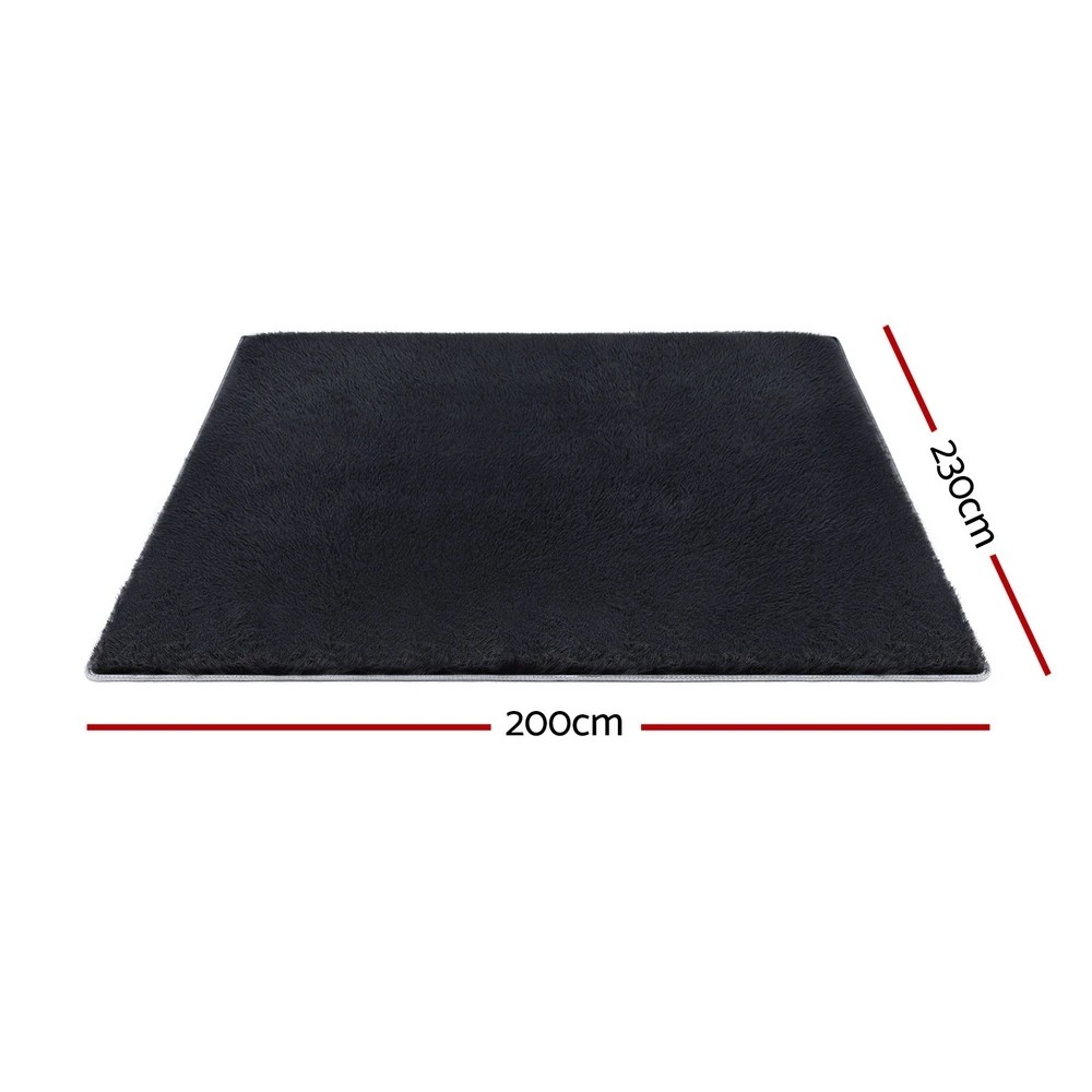2 Artiss Floor Rug 200x230cm Plush Area Shaggy Rug Living Room Bedroom Carpet - Black, 2 of 9