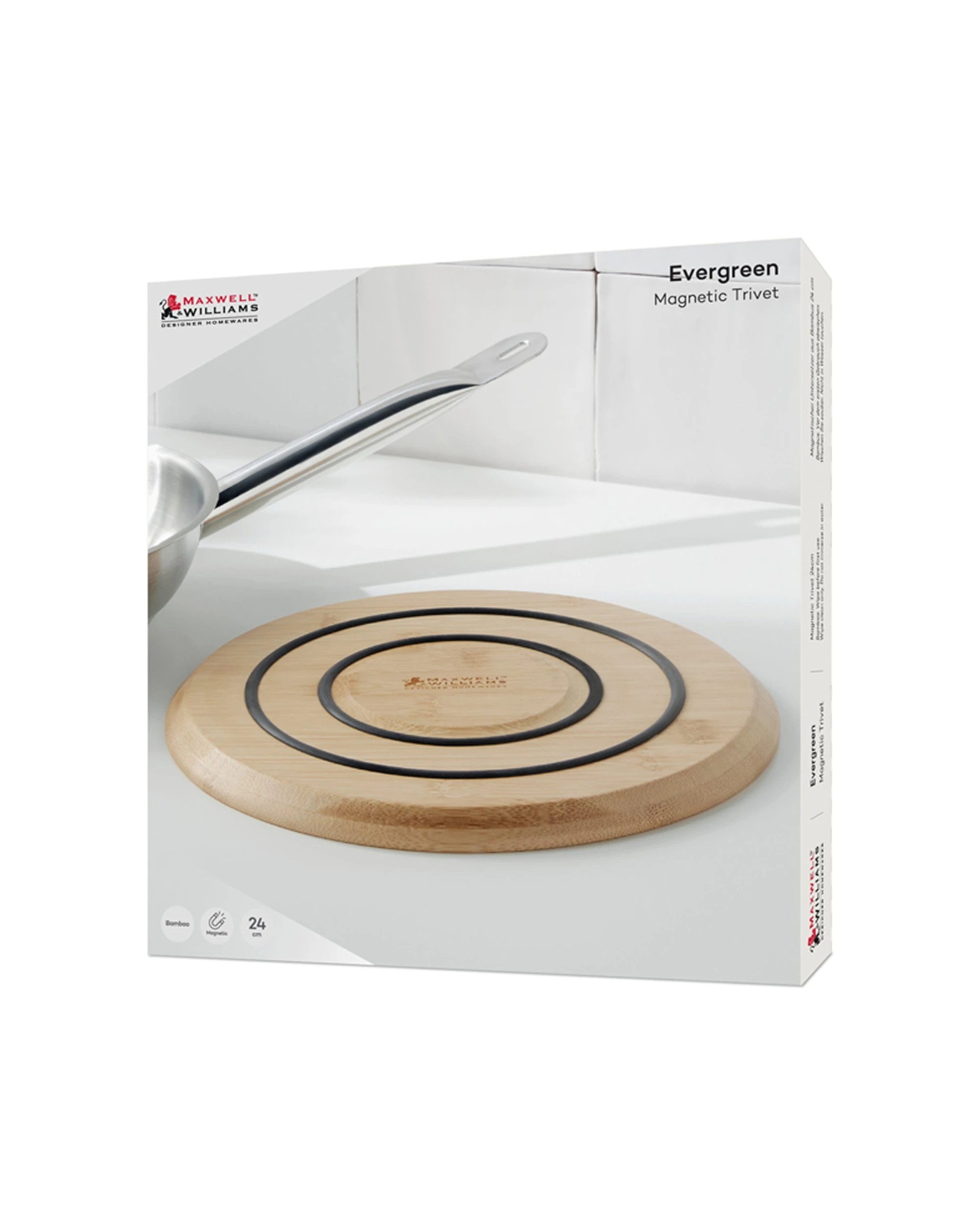 3 Maxwell & Williams Evergreen Bamboo Magnetic Heat Protection Trivet 24cm
 - Brown, 3 of 5