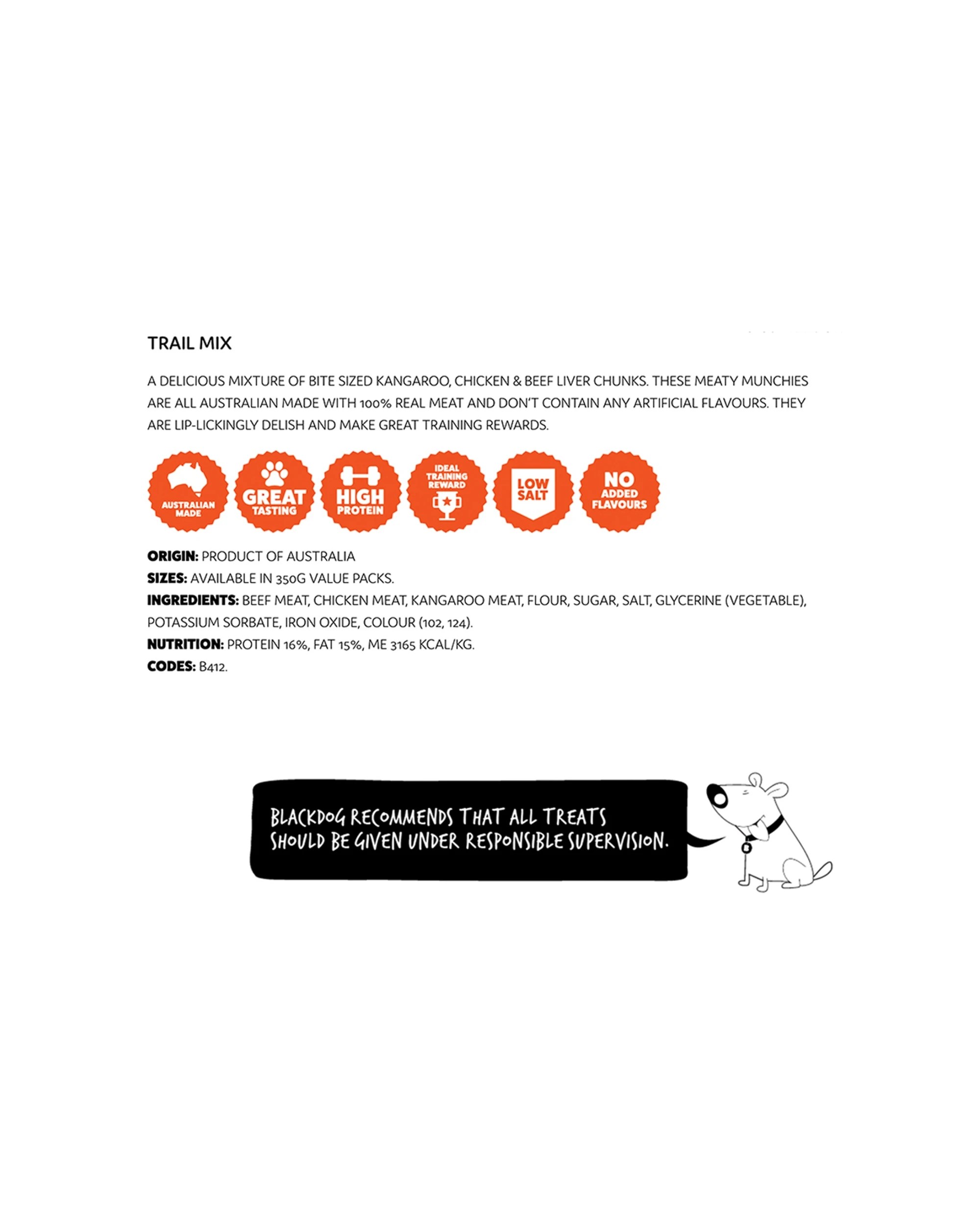 2 Blackdog Trail Mix Bag Beef Chicken Kangaroo Low Salt 350g Dog Reward Treats - Australian Made.
 - Brown, 2 of 2
