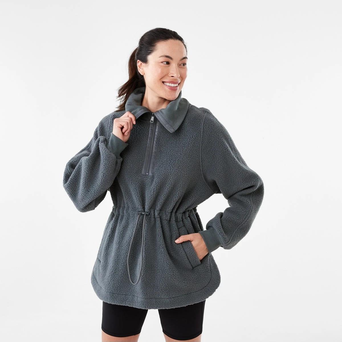 1 Active Womens Long Sleeve Teddy Outdoor Jacket HARMONY GREY, 1 of 7