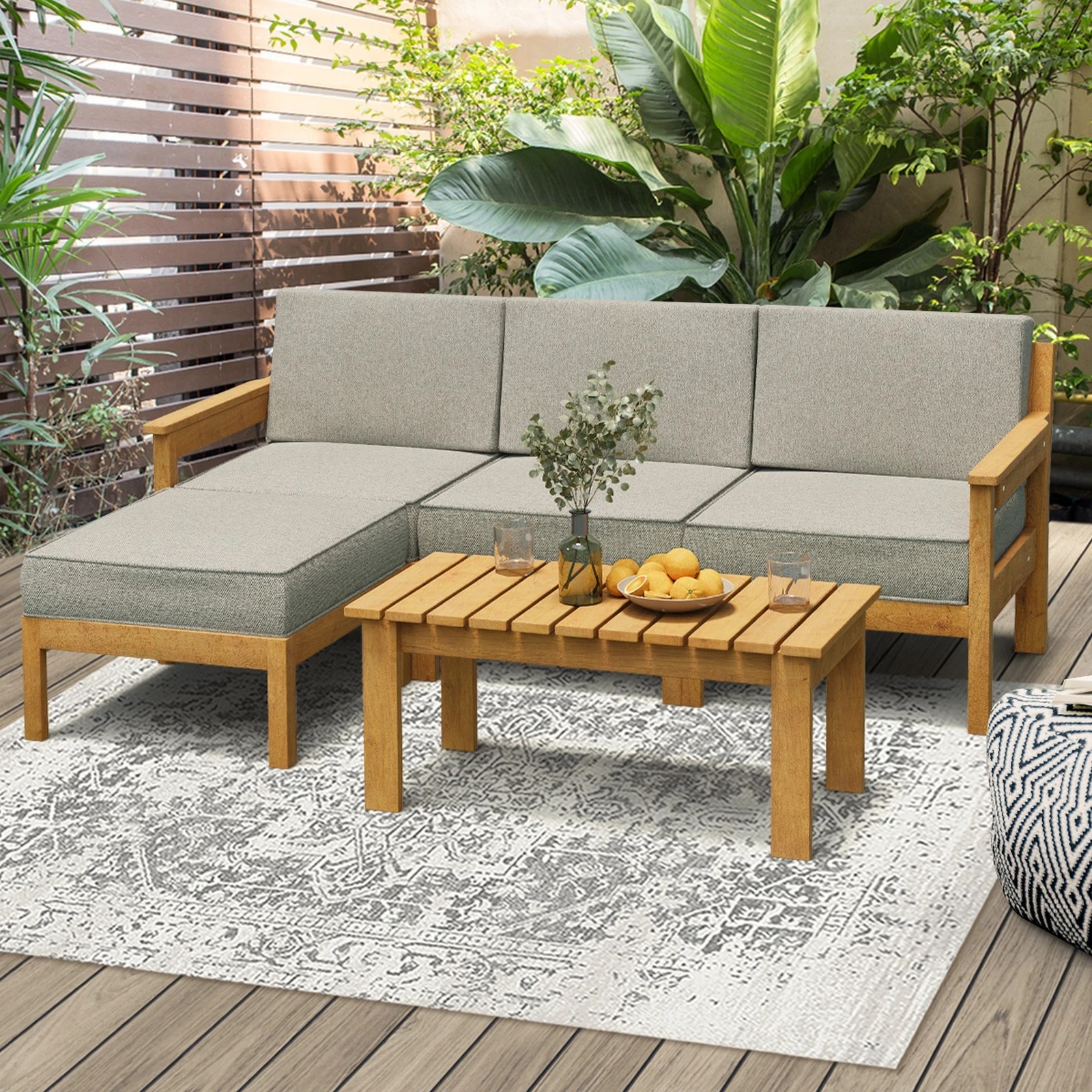9 Livsip 5pcs Outdoor Furniture Sofa Set Lounge Setting
 - Beige, 9 of 9