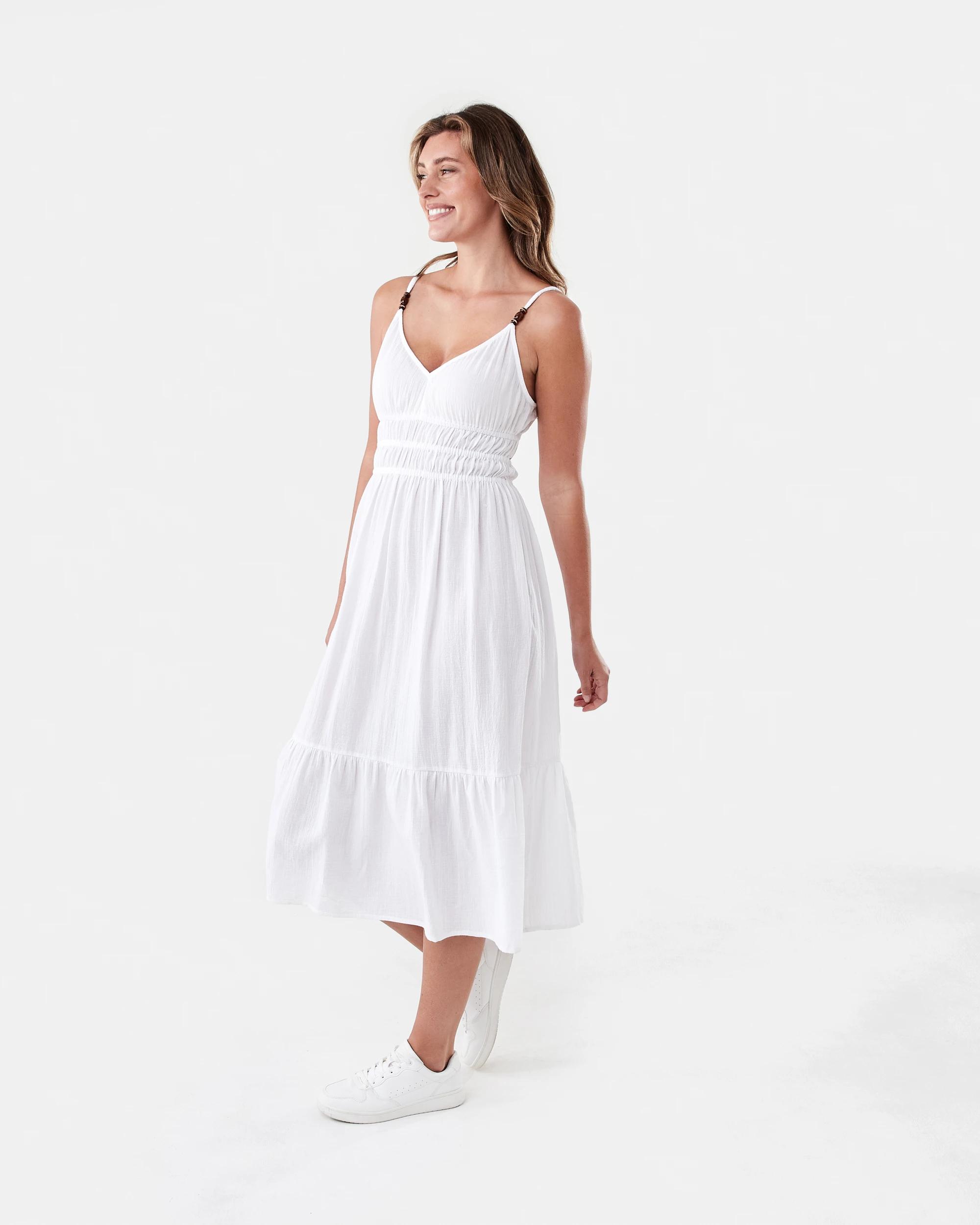 2 Swimwear Strappy Maxi Beach Dress White, 2 of 8