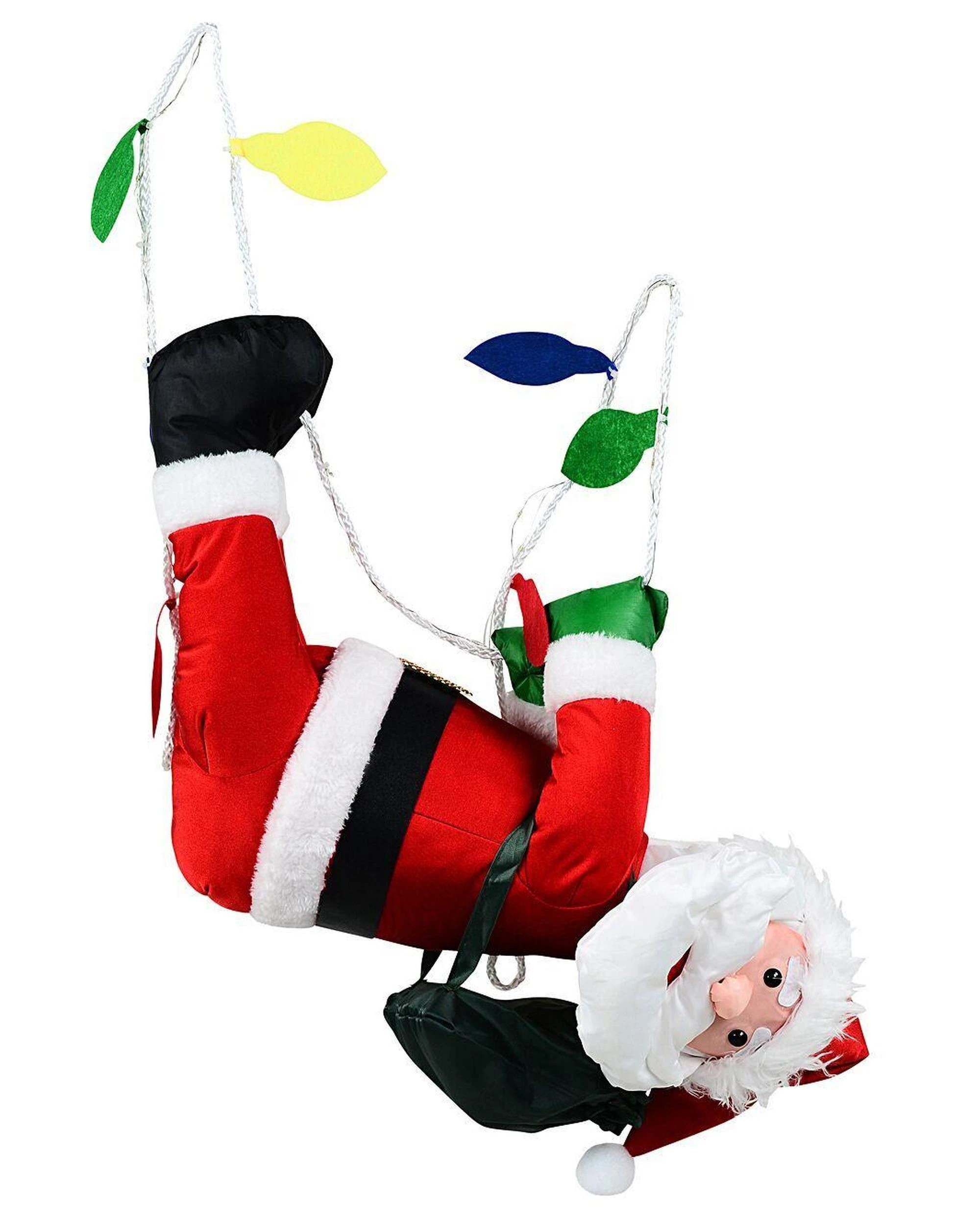 Christmas Warehouse Hanging Rope Crawling Santa With LED Outdoor Nylon ...