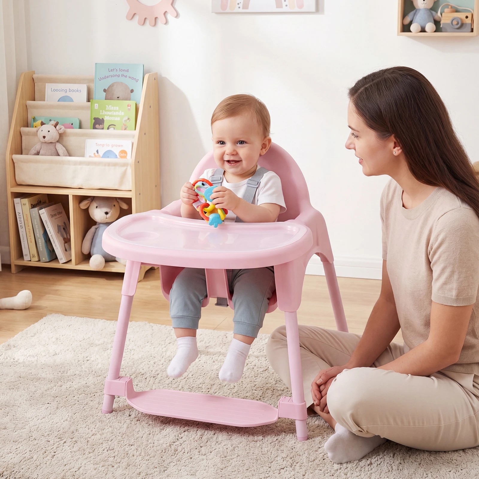 3 Costway 4-in-1 Baby High Chair Convertible Highchair Feeding Chair - Pink, 3 of 3