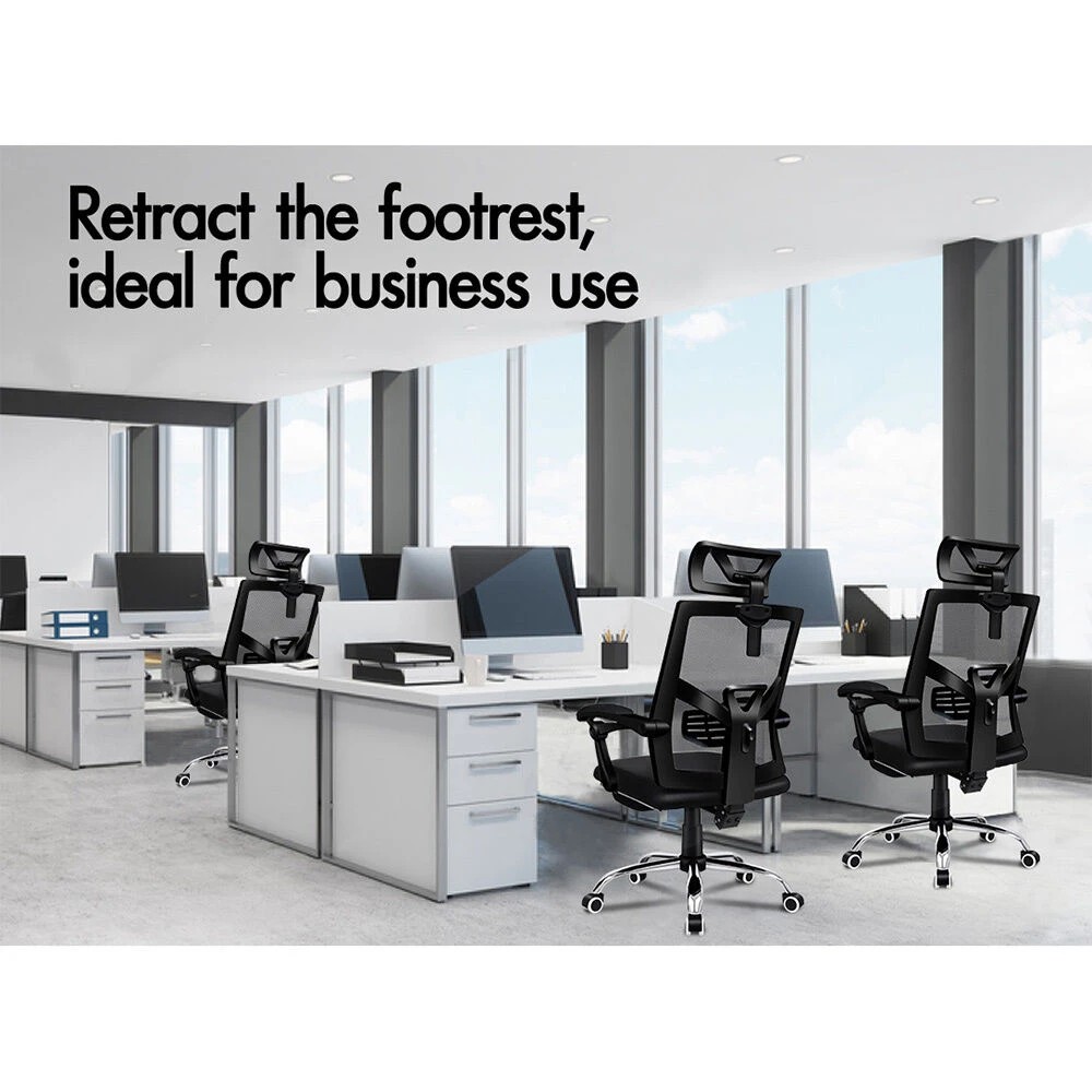 9 Alfordson Mesh Office Chair Gaming Executive Fabric Seat Racing Footrest Recline - Black, 9 of 10