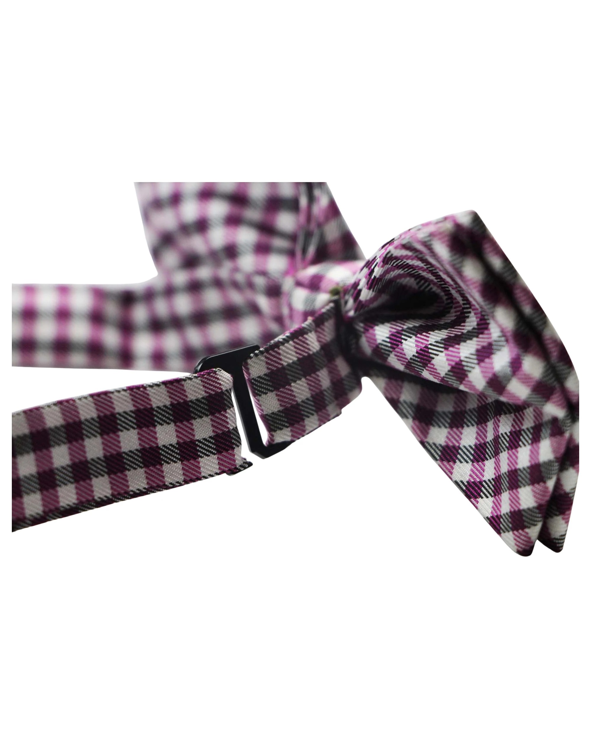 2 Zasel Mens Purple, White & Black Checkered Cotton Bow Tie, 2 of 3