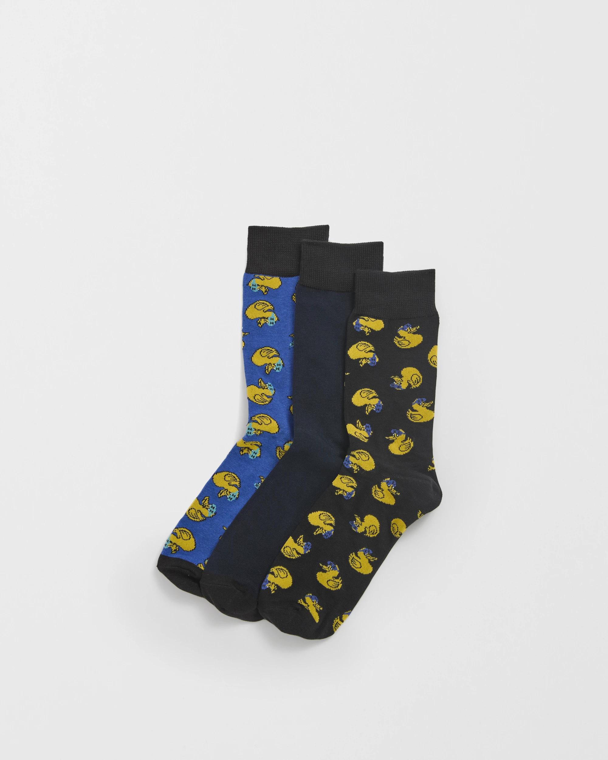 1 Maxx Australian Cotton Blend 3 Pack Business Crew Socks BLACK DUCK, 1 of 3