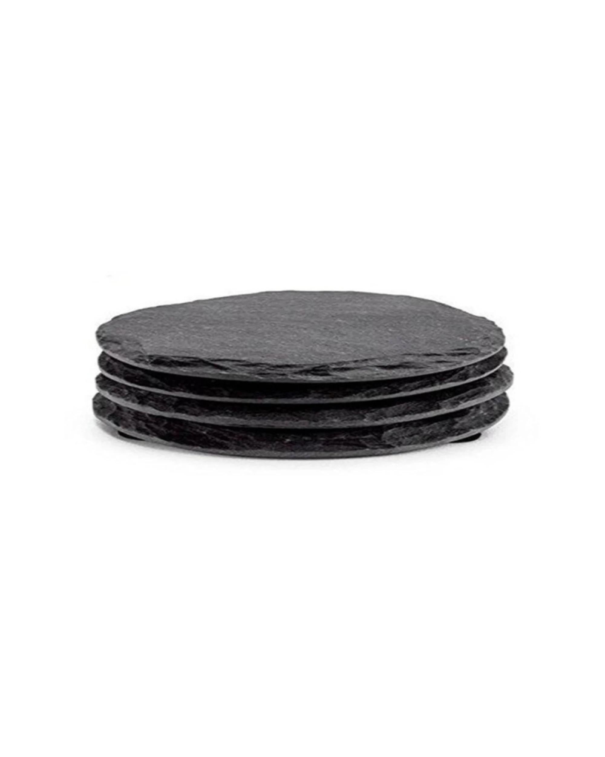 1 Classica 4pc Coaster Set Stone Protective Cork Back Slate Table Protection - Natural, 1 of 1