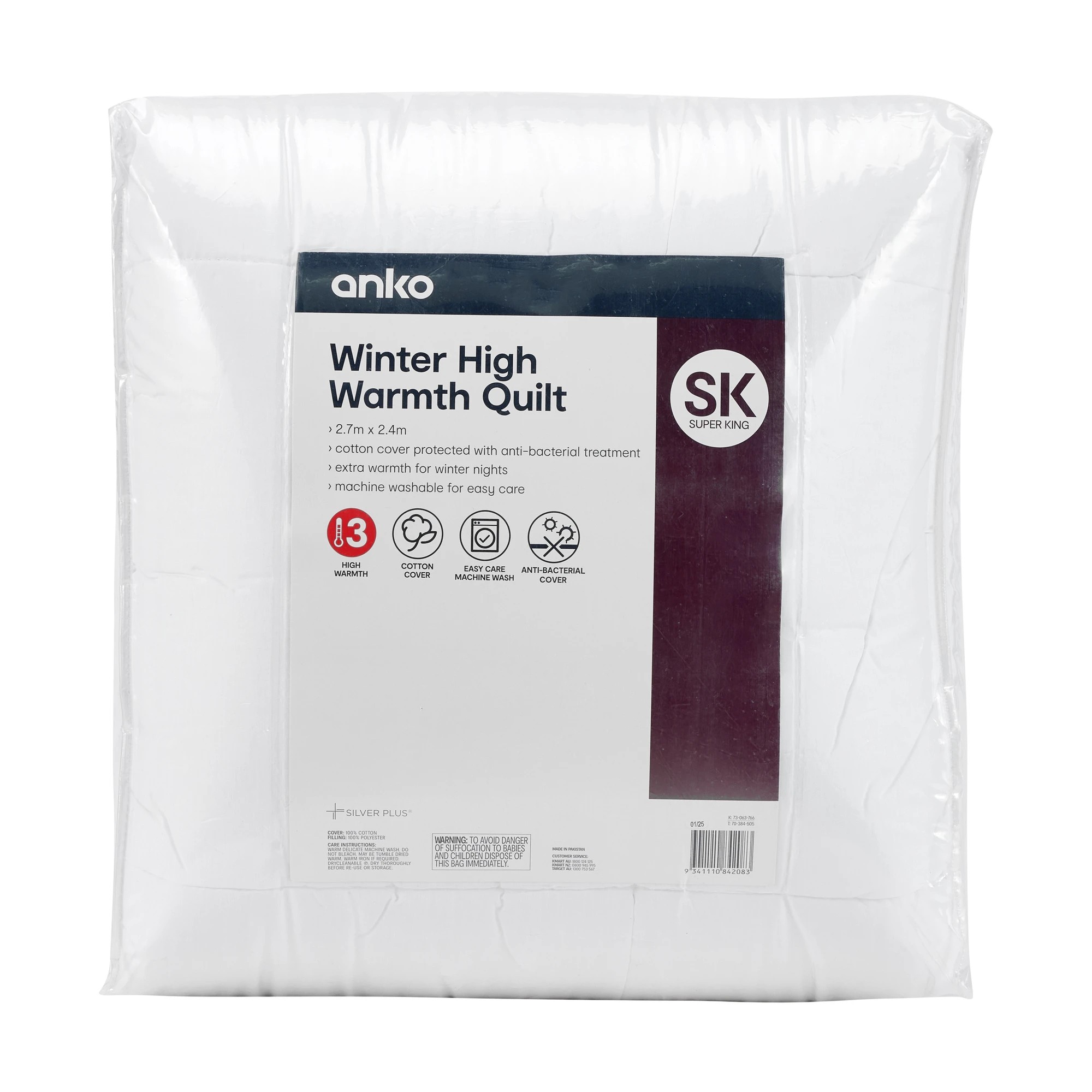 1 Winter High Warmth Quilt - Super King Bed, White, 1 of 4