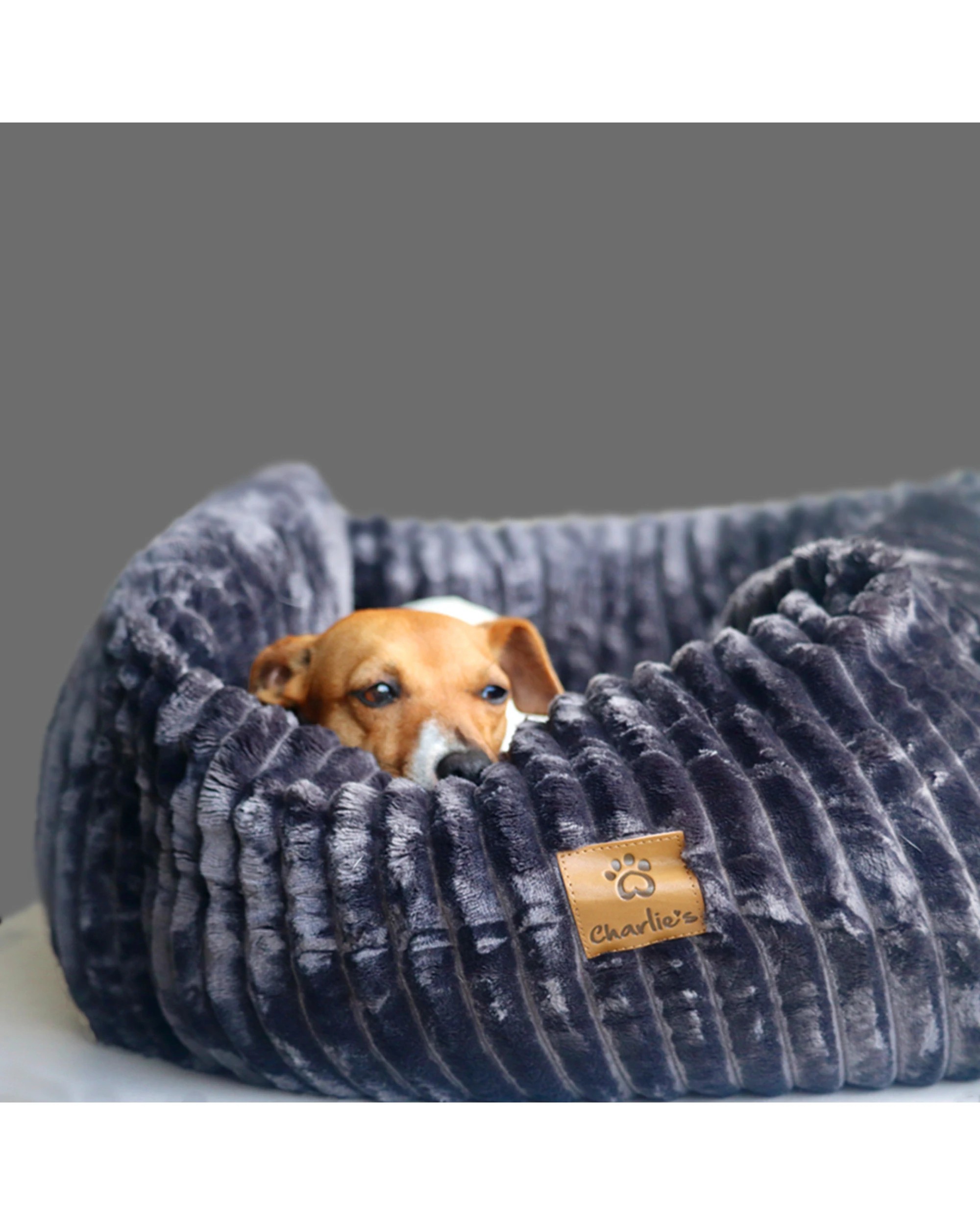 1 Charlie's Ascher Plush Corduroy Square Pet Nest Bed Medium - Grey, 1 of 7