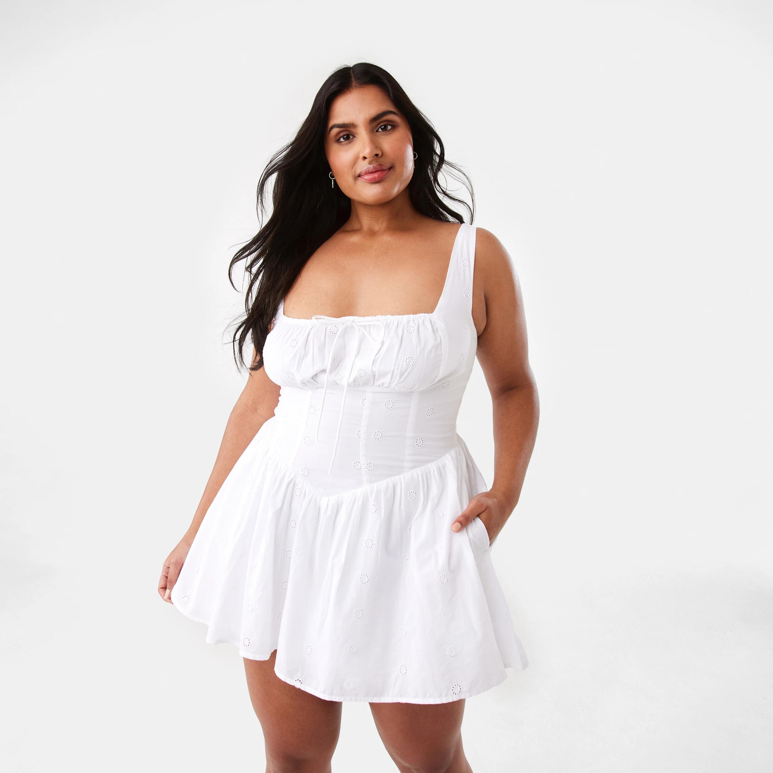 3 Boho Broderie Corset Mini Dress White, 3 of 10