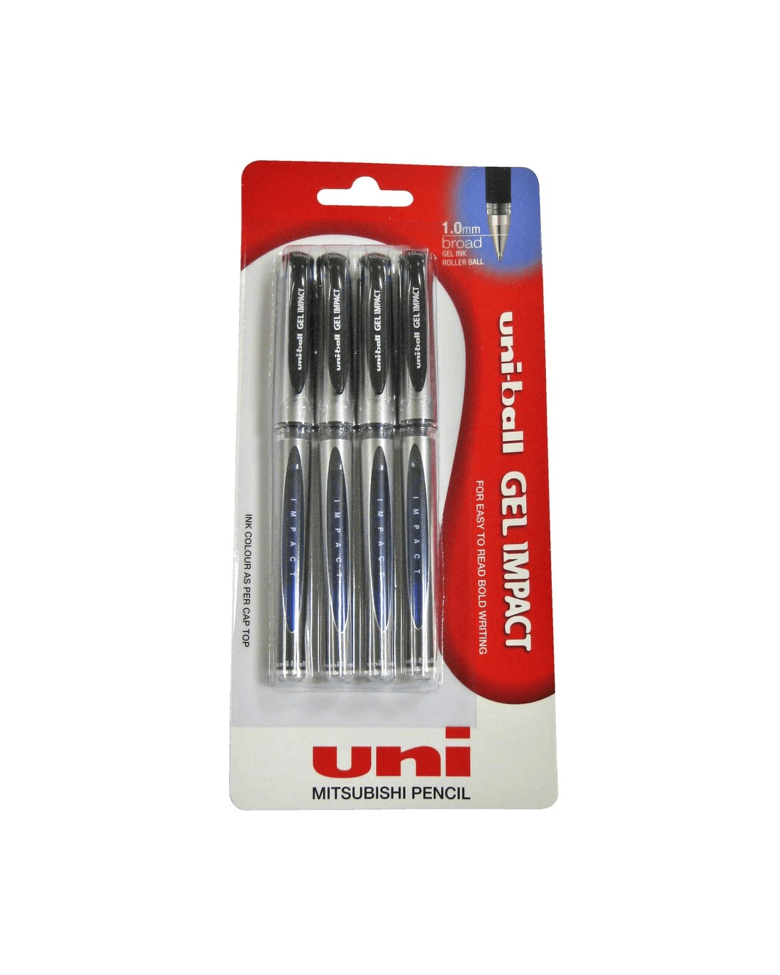 Uni-Ball Gel Impact Gel Pen 1mm Blue 4 Pack - Kmart