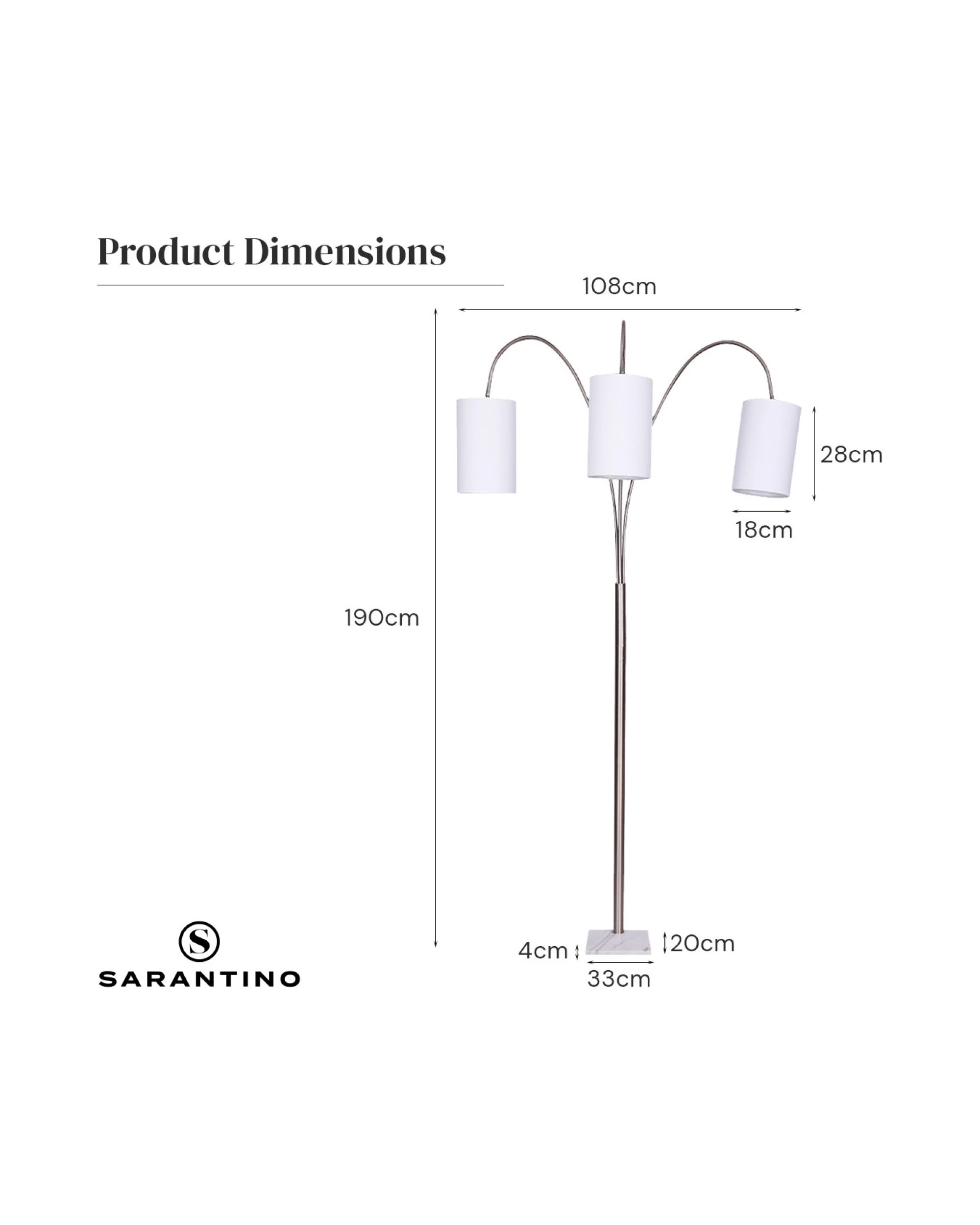 8 Sarantino 3-Light Metal Arc Floor Lamp - Nickel and Marble Finish, 8 of 10