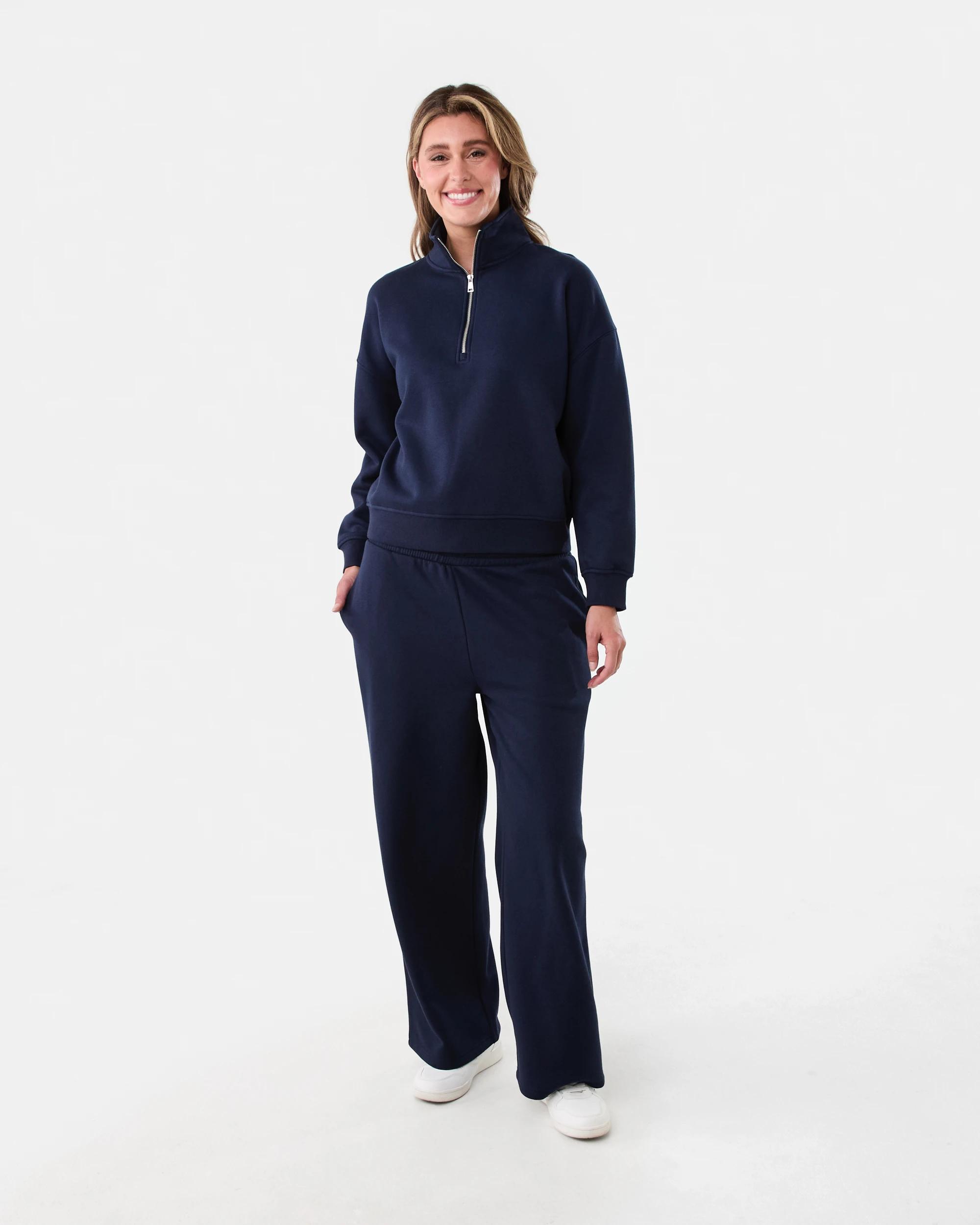 6 Quarter Zip Seam Front Sweatshirt Navy Blaze, 6 of 6