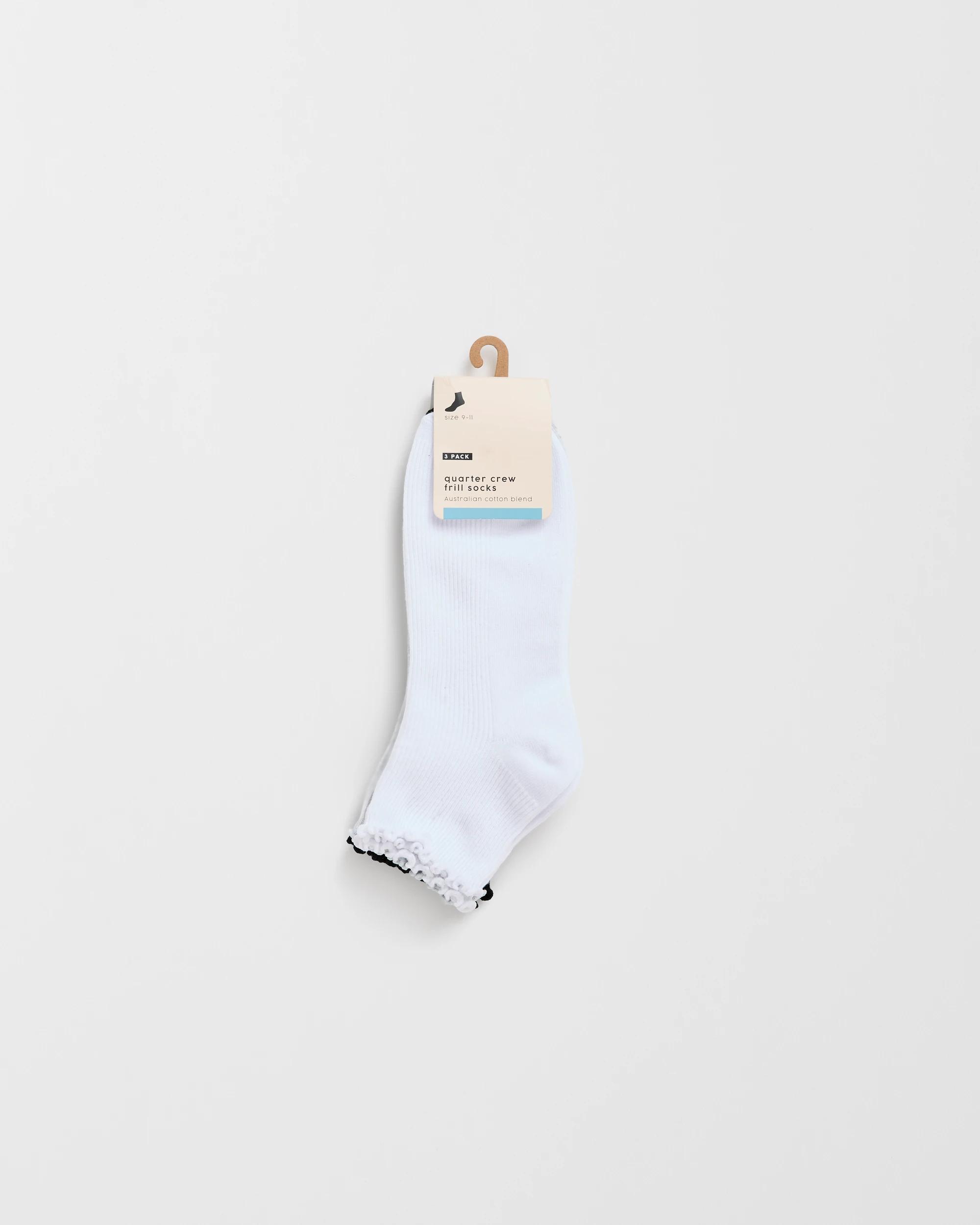 3 Target Woman Australian Cotton Blend 3 Pack Quarter Crew Socks with Frill MULTI, 3 of 3