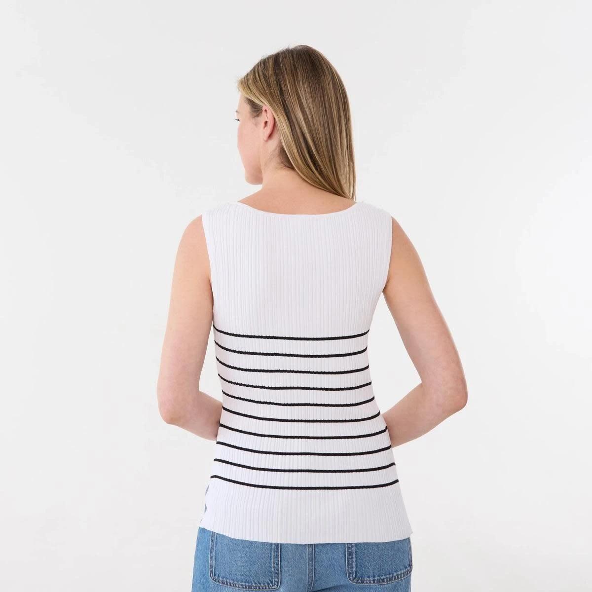 3 Sleeveless Variegated Rib Tank BELLA STRIPE ECRU, 3 of 6