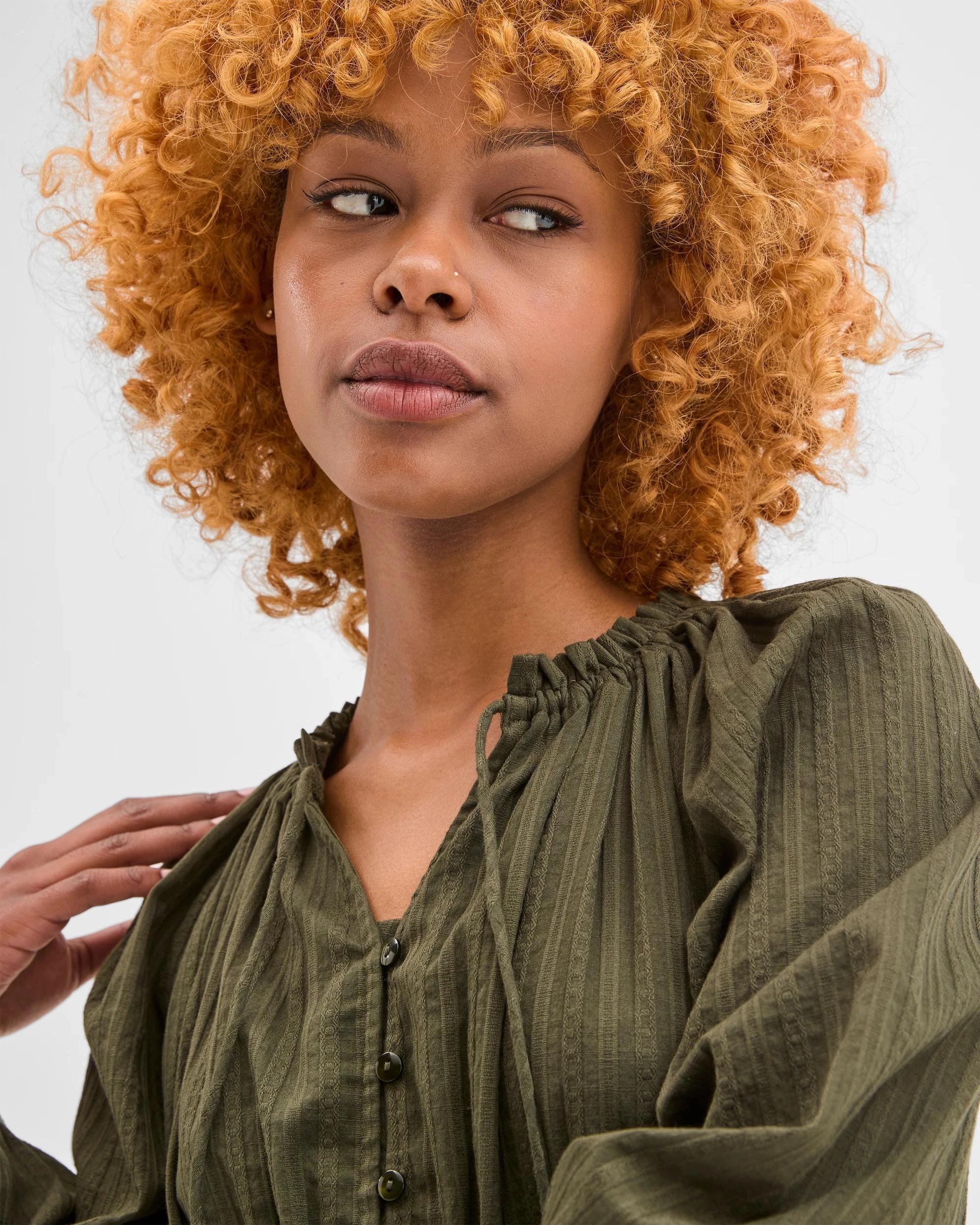 3 Target Petites Long Sleeve Textured Mini Dress DUSTY OLIVE, 3 of 5