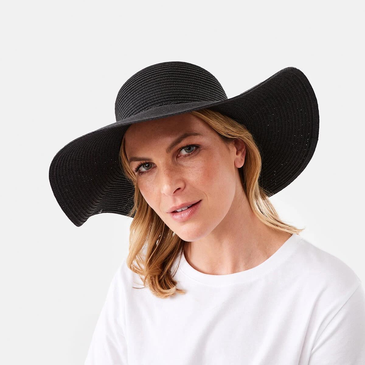 4 Ribbon Trim Wide Brim Hat Black, 4 of 4