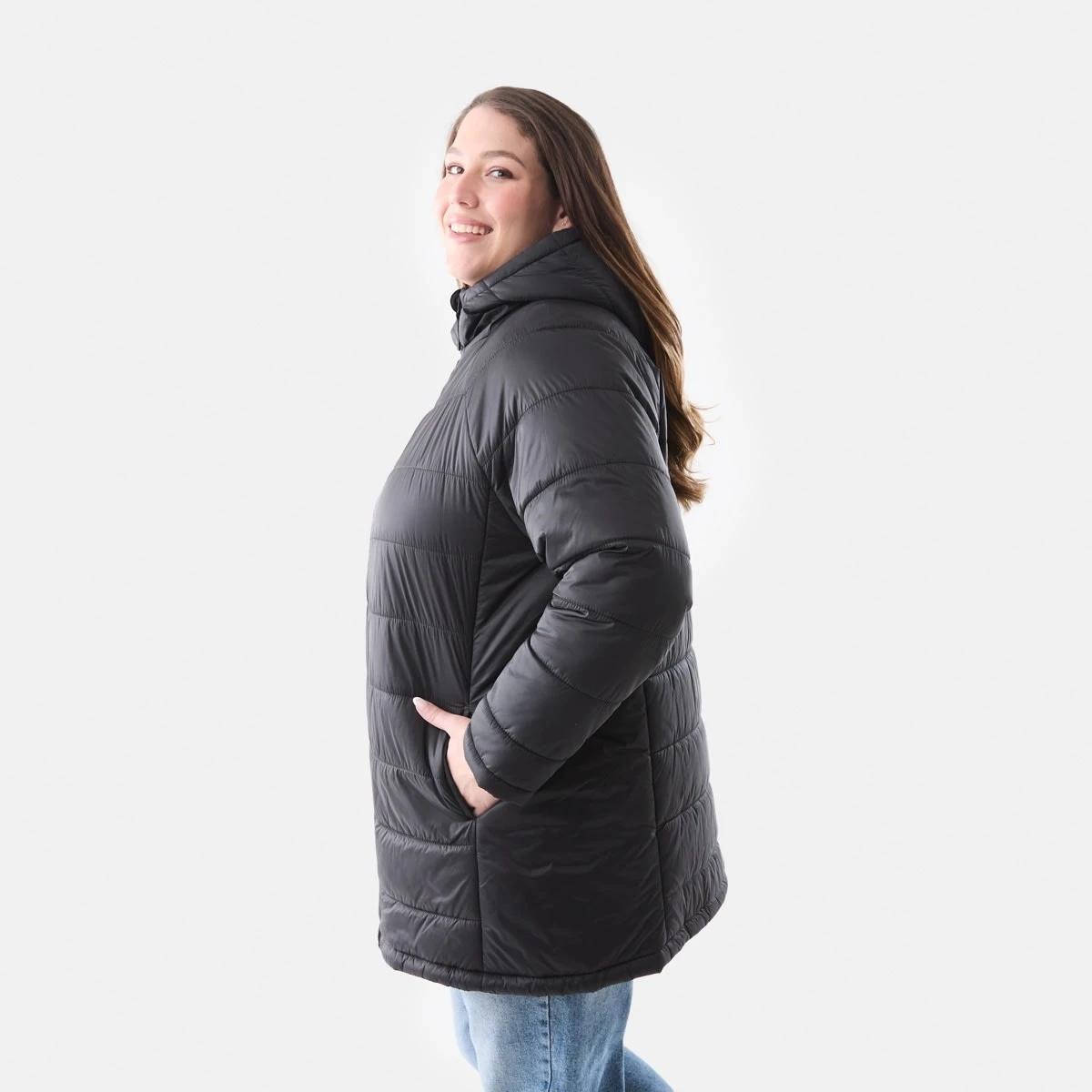 3 Curve Long Sleeve Lightweight Puffer Jacket Black, 3 of 7