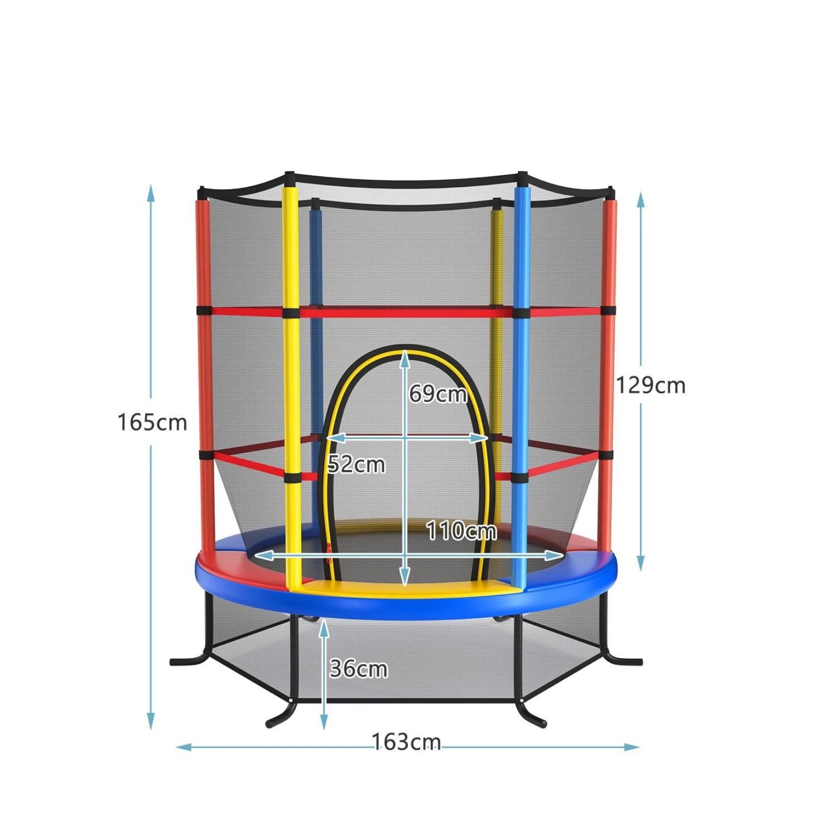 2 Costway Kids Trampoline Bouncer Jumping Trampolines w/Enclosure Net Gift Colorful, 2 of 6