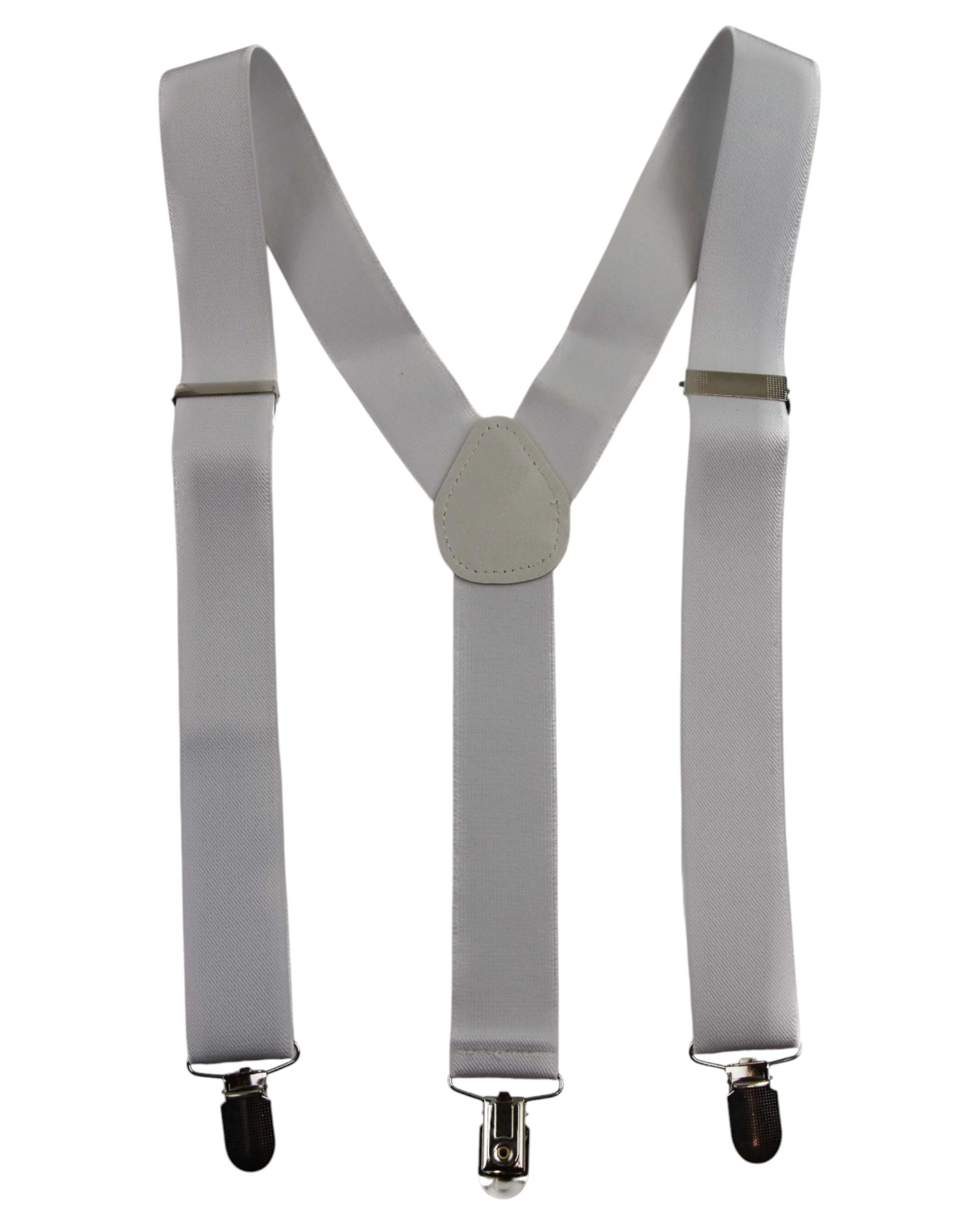 1 Zasel Mens Adjustable Wide Heavy Duty 100cm Suspenders - White, 1 of 4