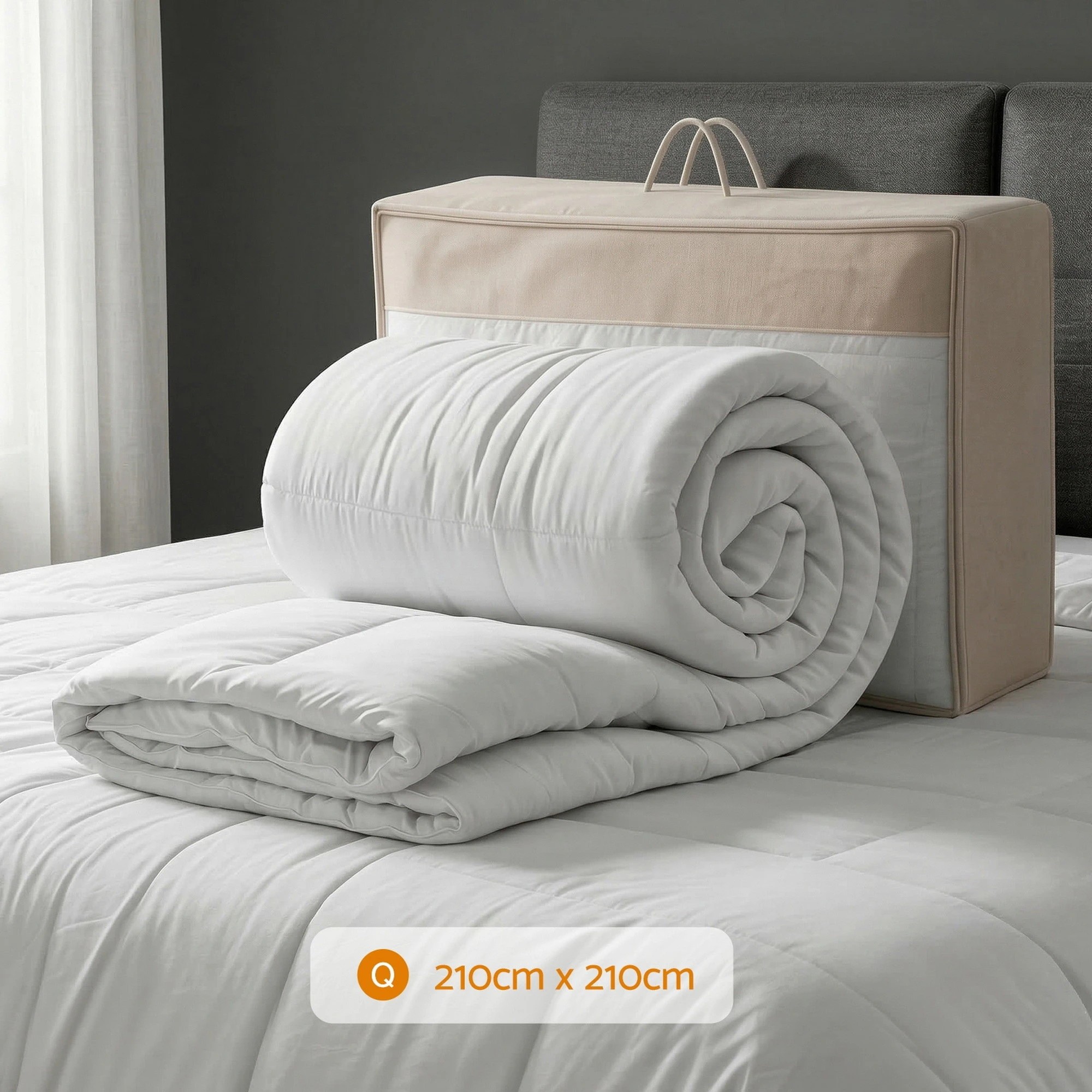 2 Giselle 500GSM Wool Quilt Winter Doona Queen - White, 2 of 4