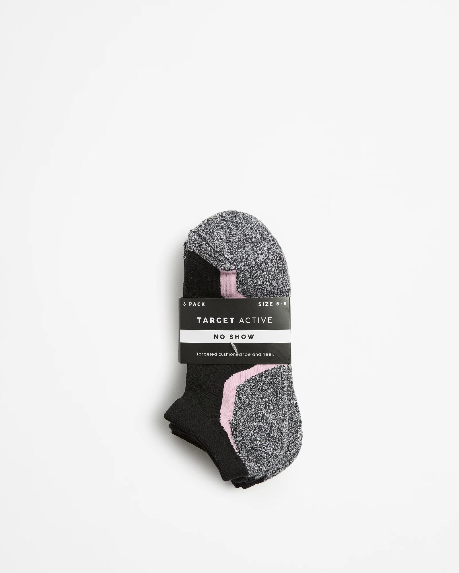 3 Target Active 3 Pack No Show Sports Socks BLACK, 3 of 3