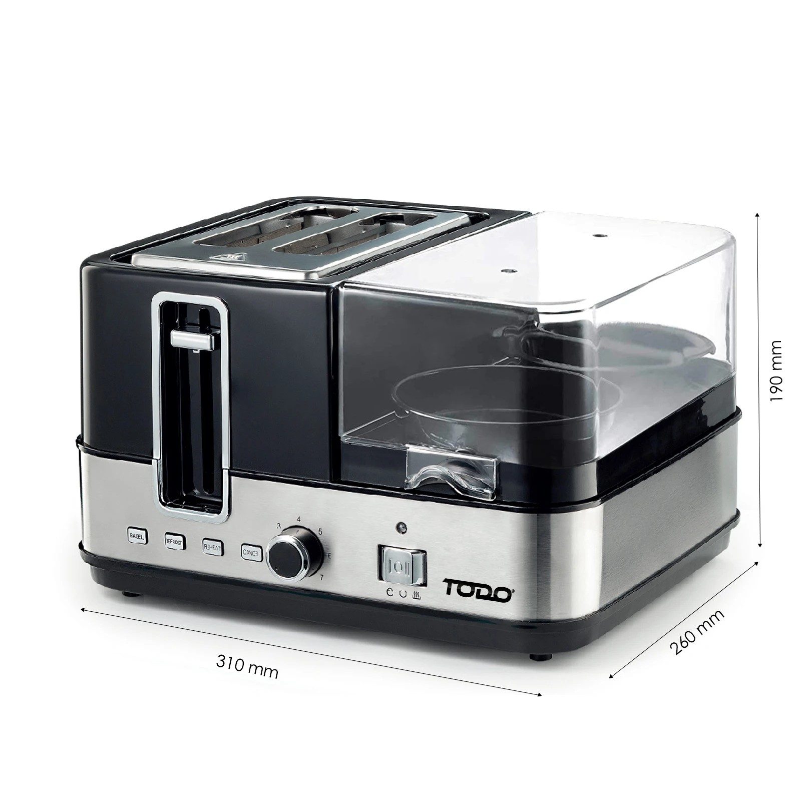 7 TODO 1400W Breakfast Master Toaster Egg Cooker Poacher Bacon Fryer Grill All In One, 7 of 9
