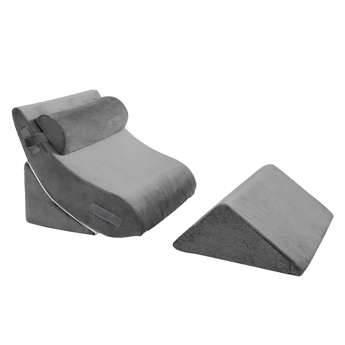 1 Ausway 4 Pcs Wedge Pillow Set Memory Foam Bed Cushion - Grey, 1 of 3