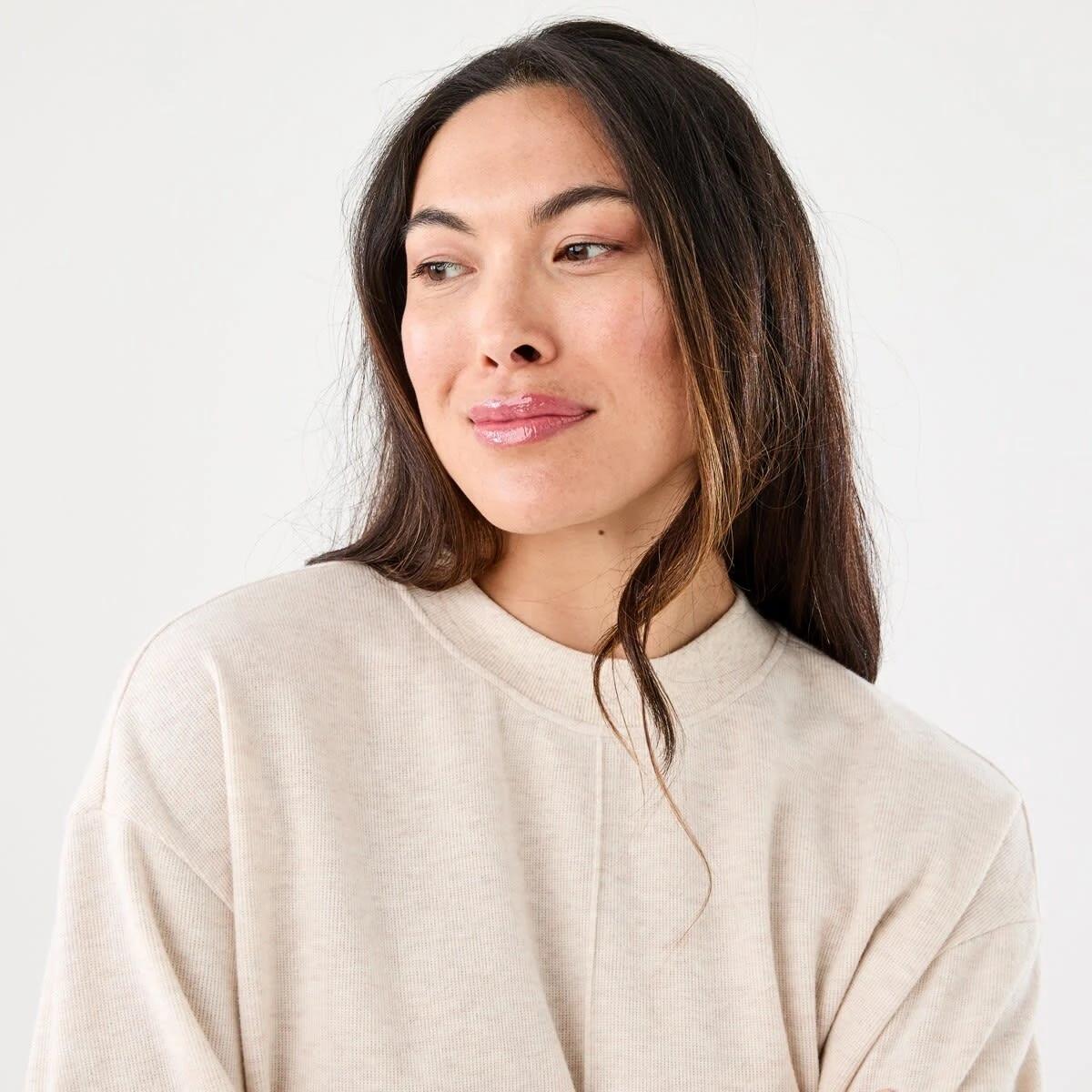 4 Long Sleeve Brushed Seam Detail Top Soft Bge, 4 of 6