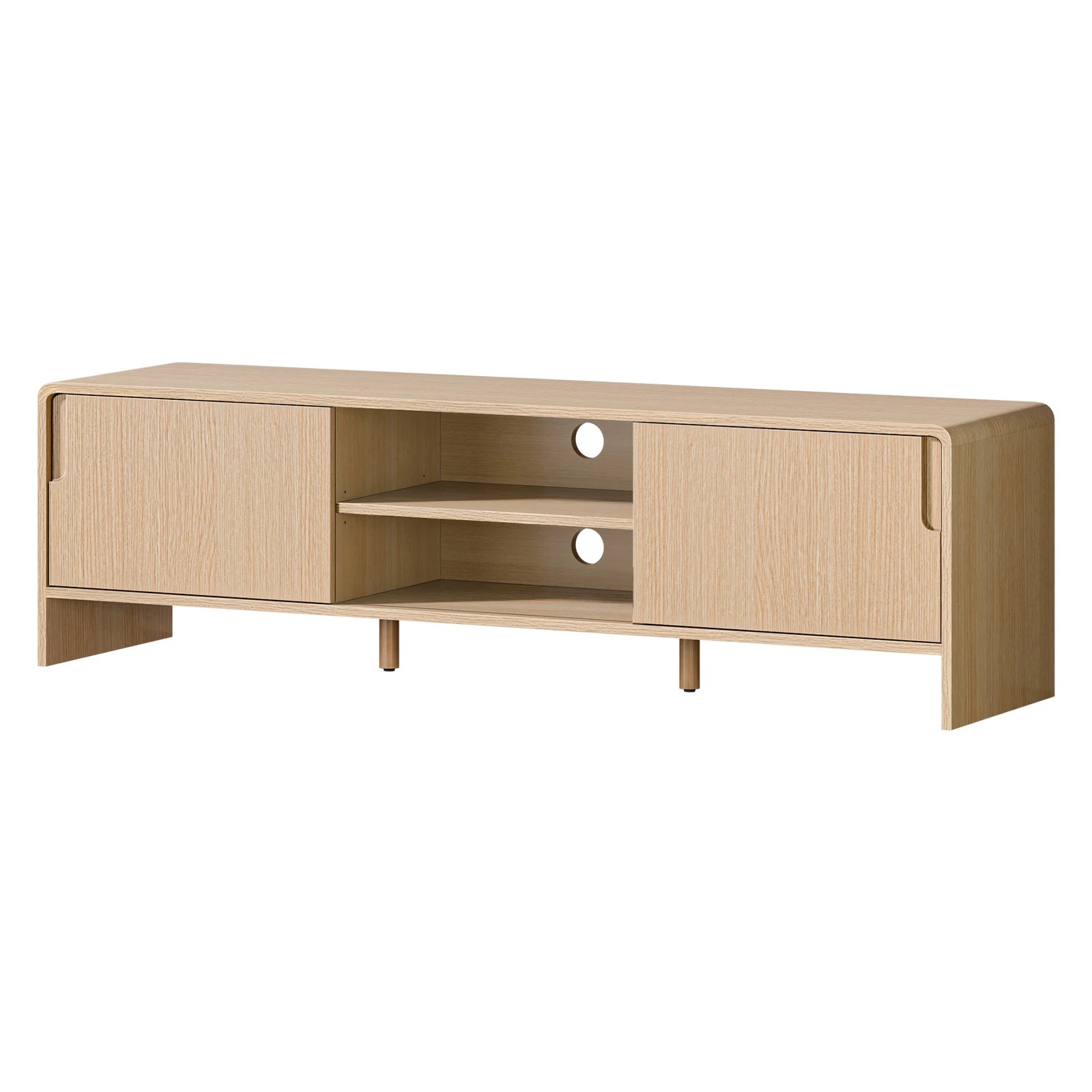 1 Alfordson TV Cabinet Entertainment Unit Stand 150cm Storage Sliding Doors - Oak, 1 of 10