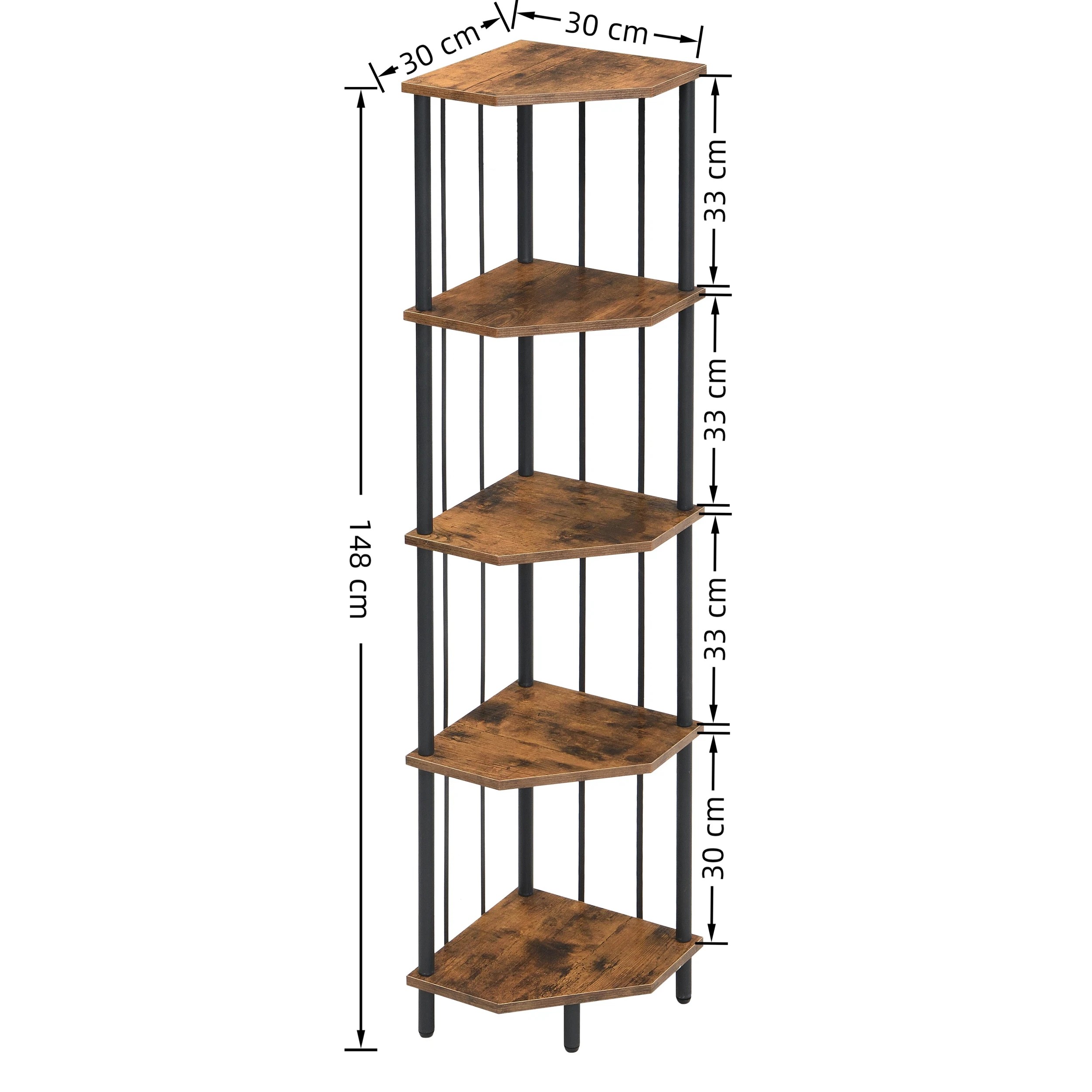 7 IHOMDEC 5 Tier Pentagon MDF Corner Display Shelves Rust Dark Brown - Brown, 7 of 9