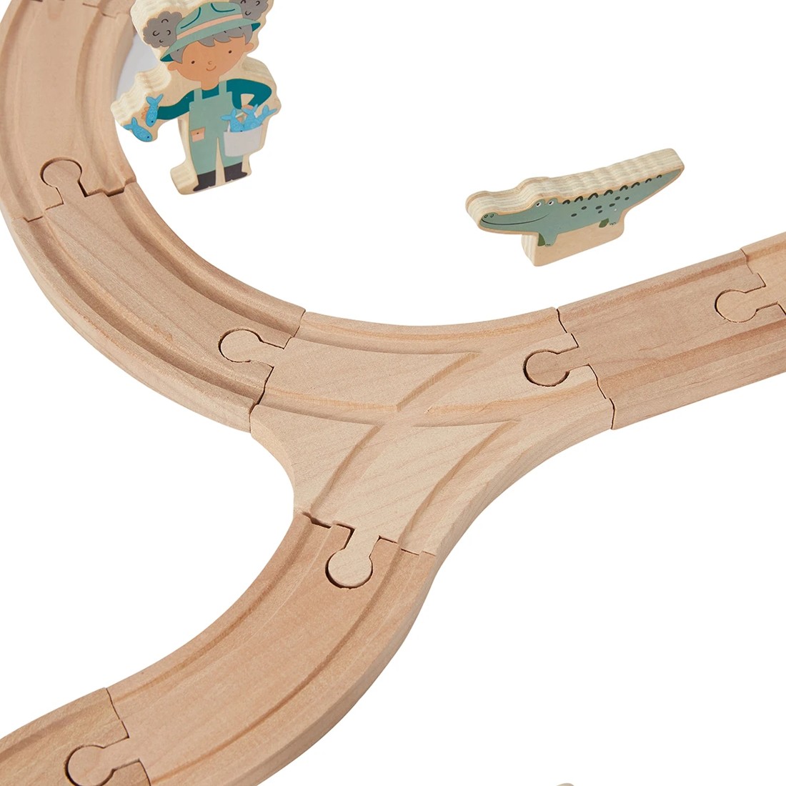 6 55 Piece Wooden Train Zoo Playset, 6 of 10