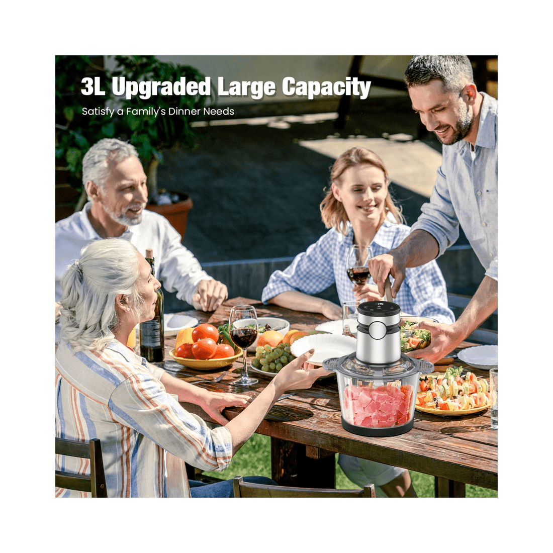 8 Advwin Electric Chopper, 3l Food Processor With 4 Sharp Blades, 500w Meat Grinder For Veg/meat/egg, 8 of 9