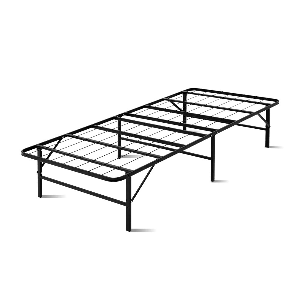 1 Artiss Folding Bed Frame Metal Base - Black, 1 of 8