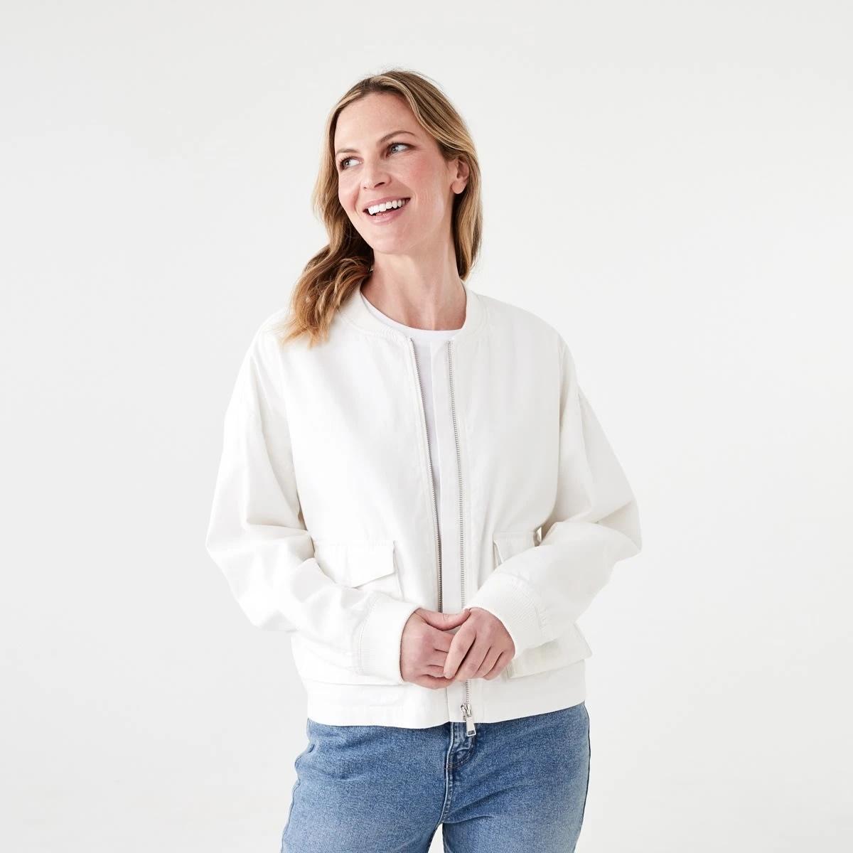 1 Cotton Blend Bomber Jacket SNOW WHITE, 1 of 7