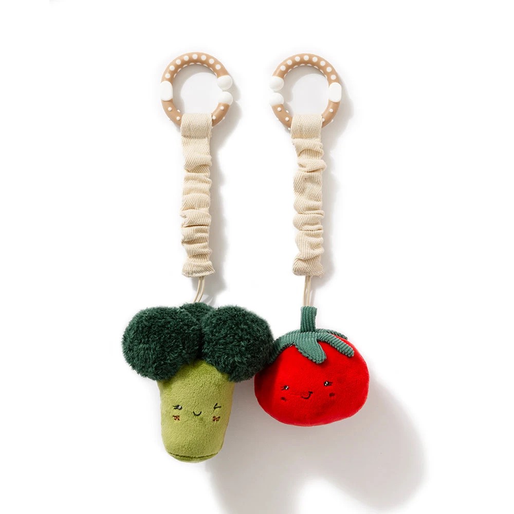 1 Living Textiles Broccoli & Tomato Plush Baby Stroller Toys 2 Pack – Mini Market, Assorted, 1 of 4