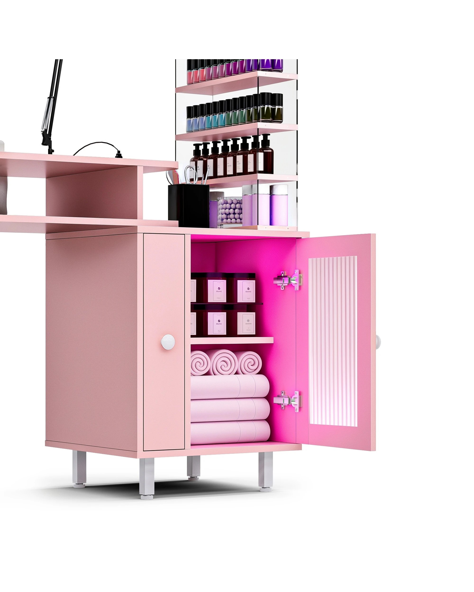 7 Advwin Manicure Table Dust with Dust Collector LED Light Charging Station - Pink, 7 of 9