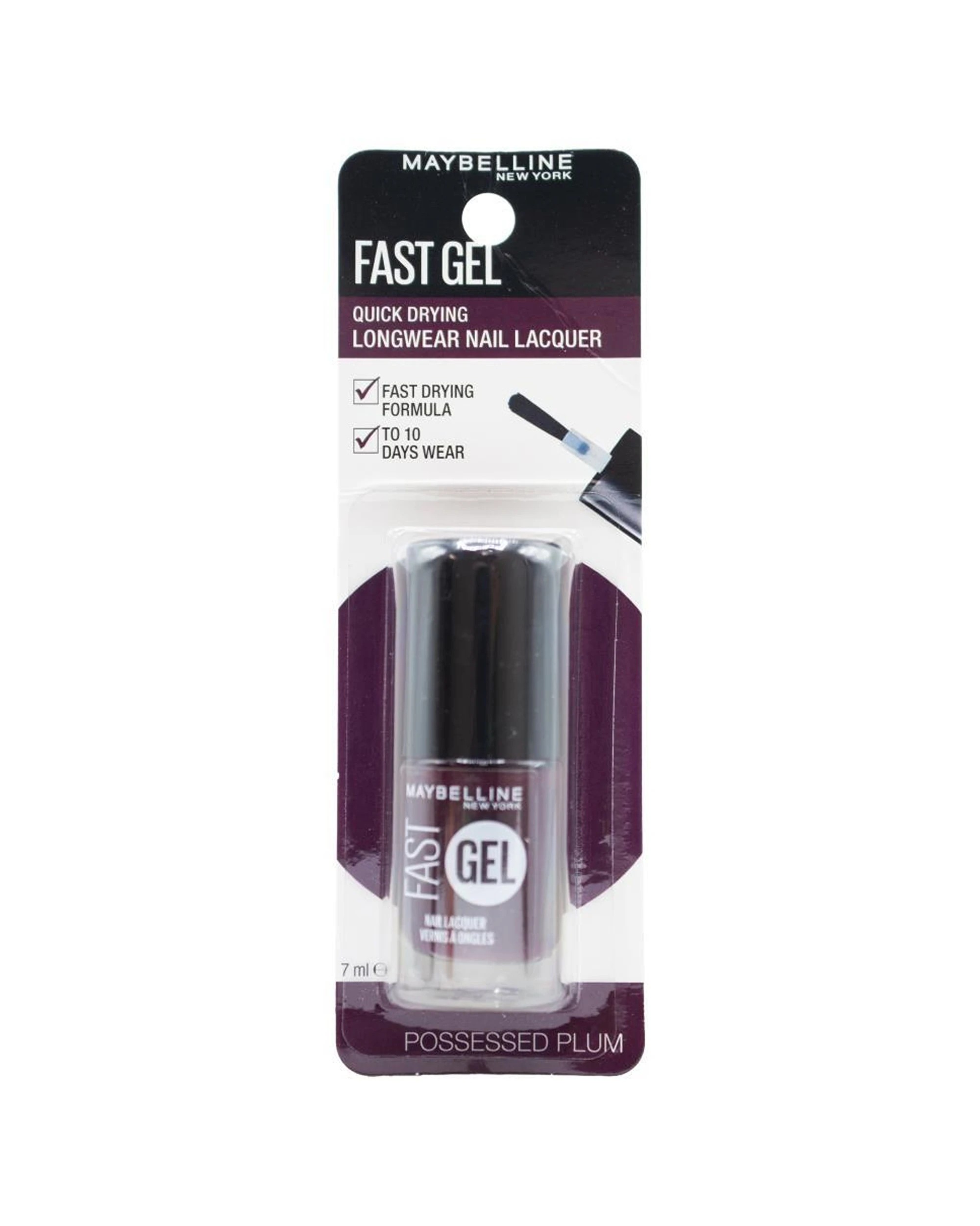 2 Maybelline Nail Lacquer Longwear Fast Gel Possessed Plum 7ml 2PK - Purple, 2 of 3