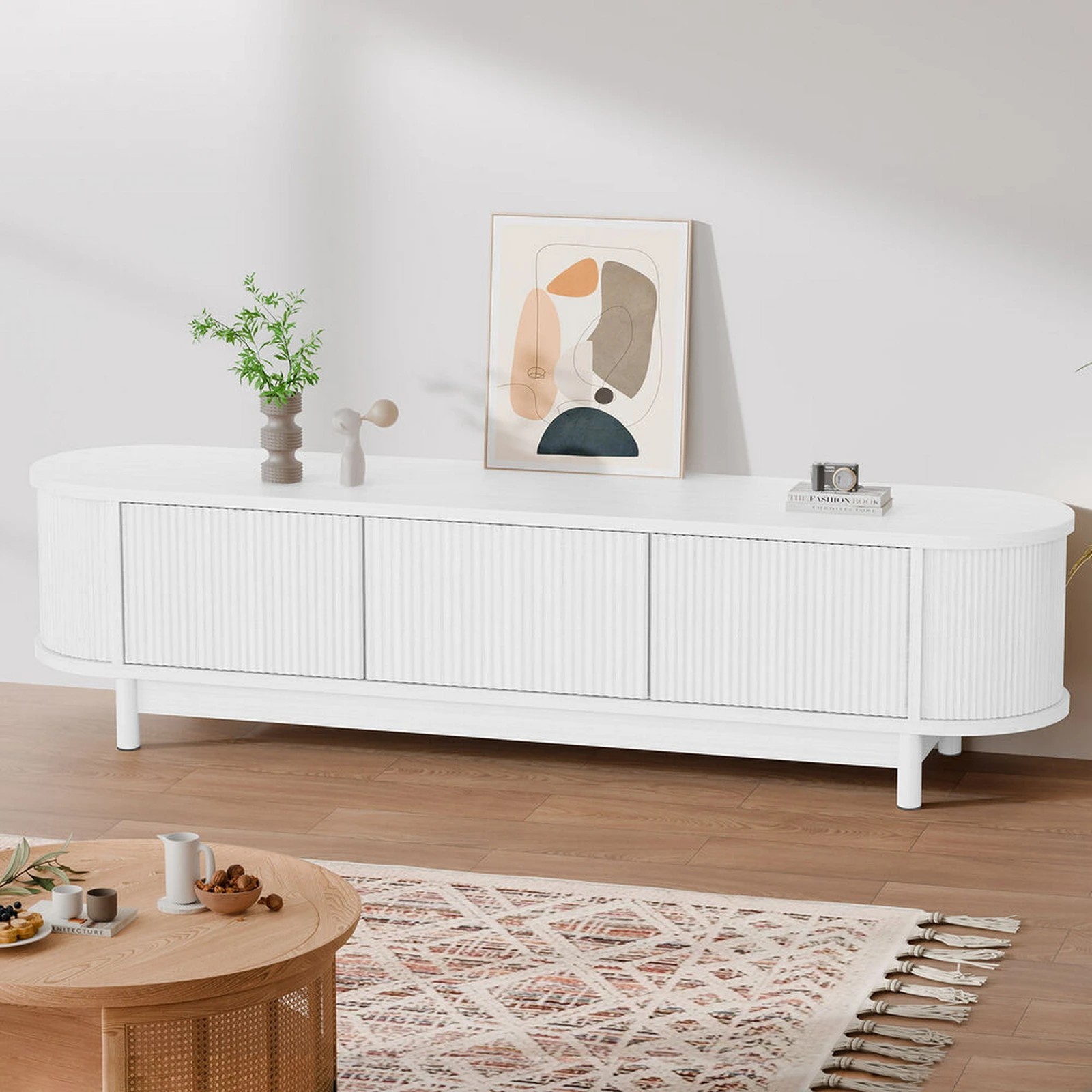 10 Alfordson TV Cabinet Entertainment Unit Stand 160cm Storage Shelf - White, 10 of 10