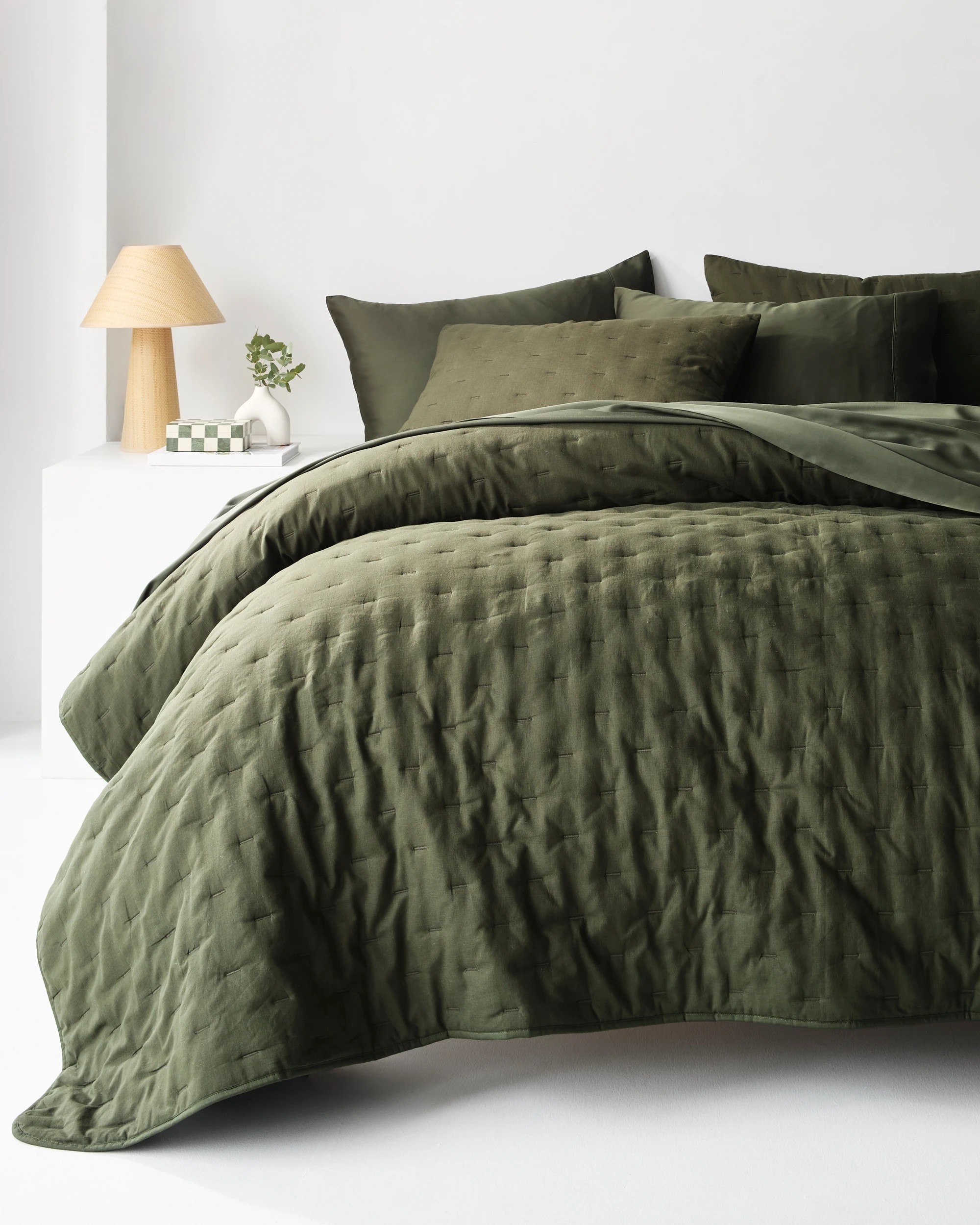 1 Target Laynie Linen/Cotton Coverlet Set - King Bed - Green, 1 of 7