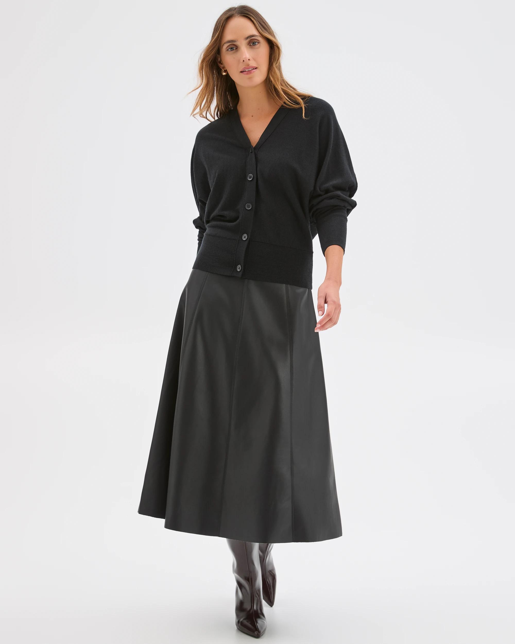 4 Preview Australian Merino Wool Batwing Cardigan BLACK, 4 of 8