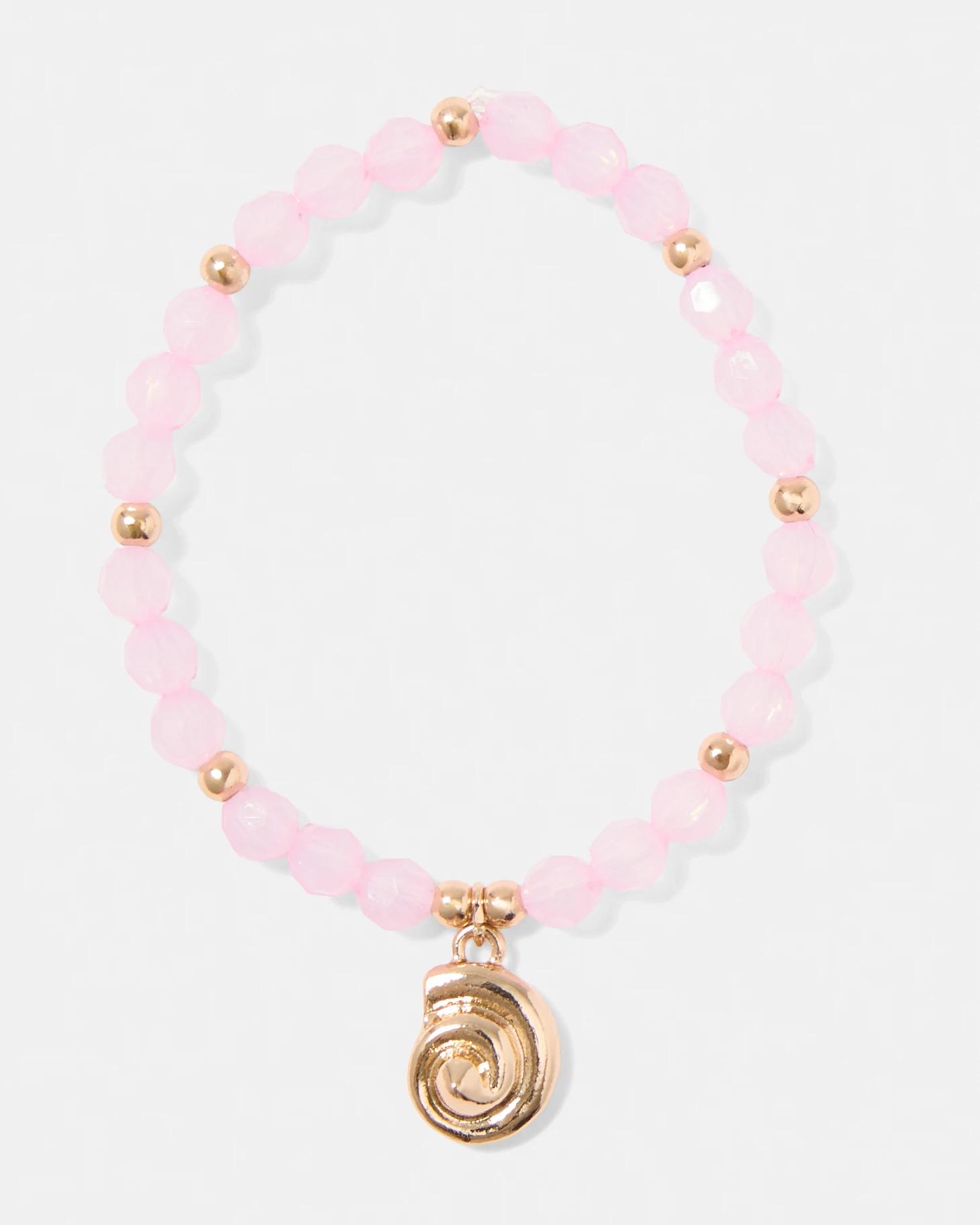 4 4 Pack Stretch Bracelets - Pink, White, Brown and Gold Tone Pink, 4 of 7