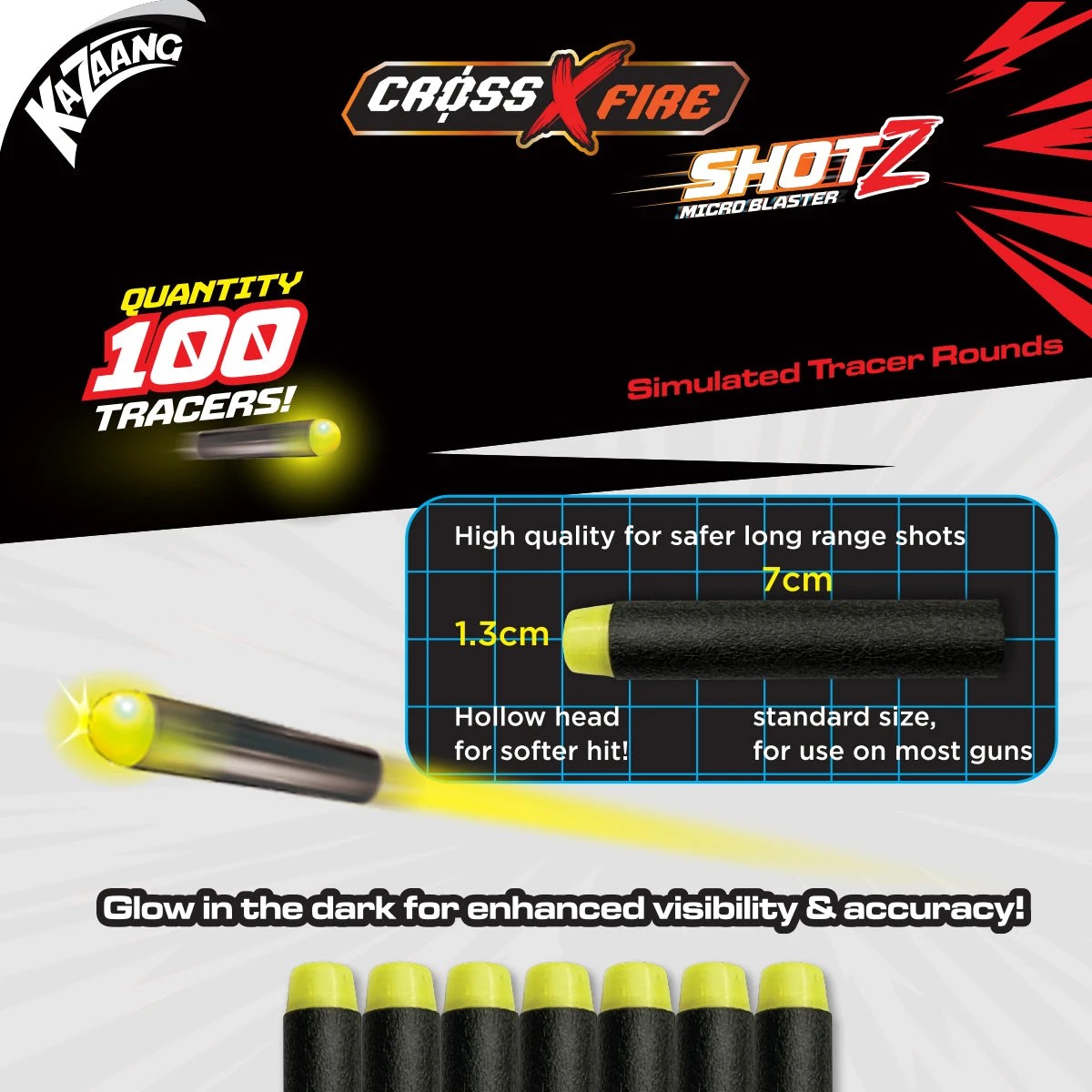 4 Kazaang ShotZ Tracer DartZ 100 Piece Re-fill Pack, 4 of 6