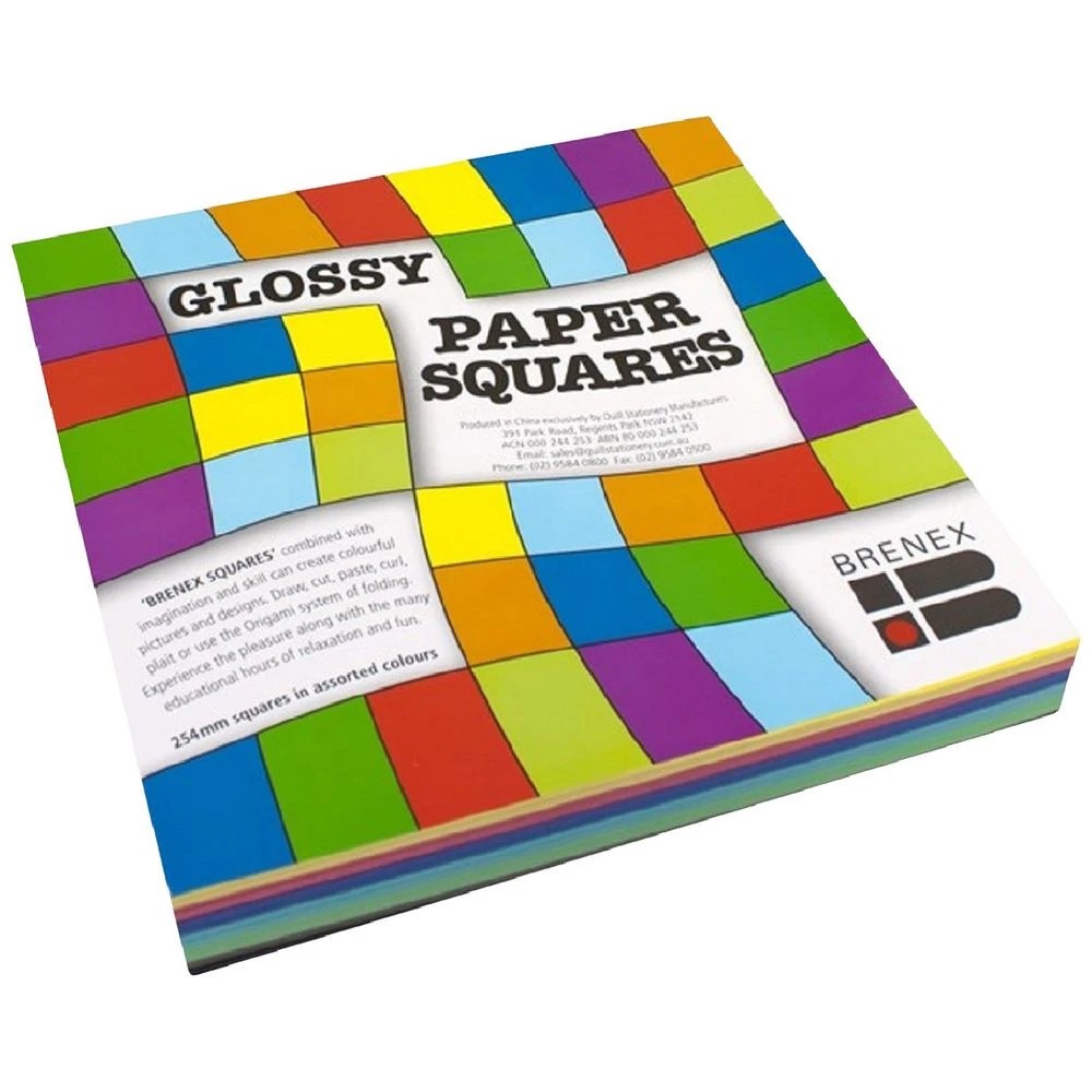 1 Brenex Paper Squares Gloss 254mm Assorted Colours 360 Pack, 1 of 1