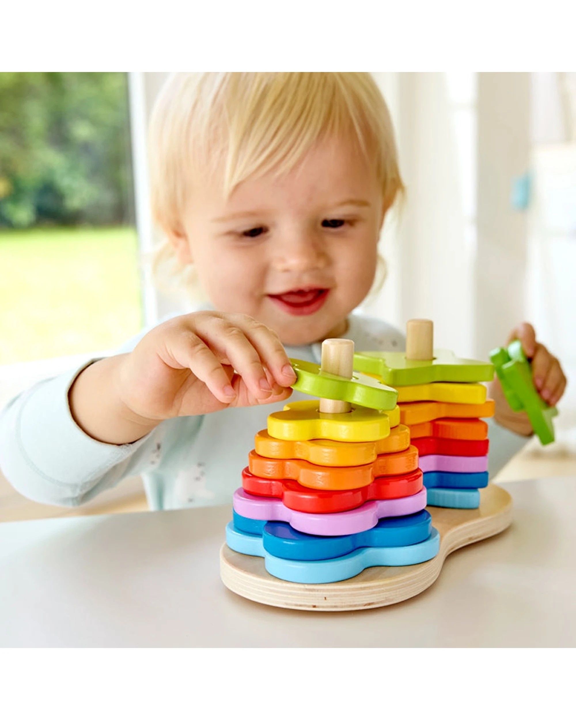 4 Hape Double Rainbow Stacker Wooden Toy Kids Durable Plastic Educational Play Activity Toy - Multi, 4 of 5