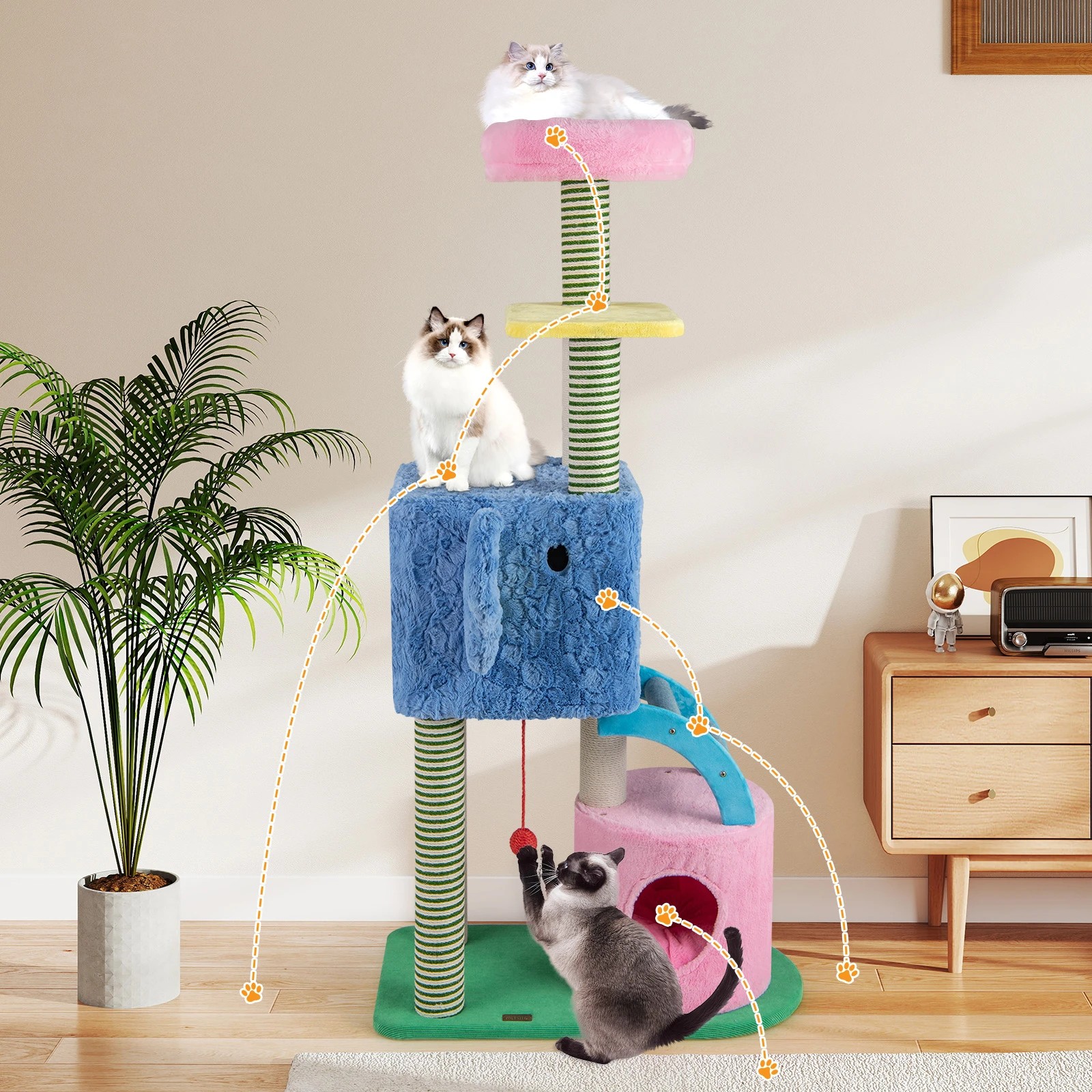 4 Costway Elephant Themed Cat Tree Multi-level Cat Kitty Tower Scratching Posts, 4 of 6