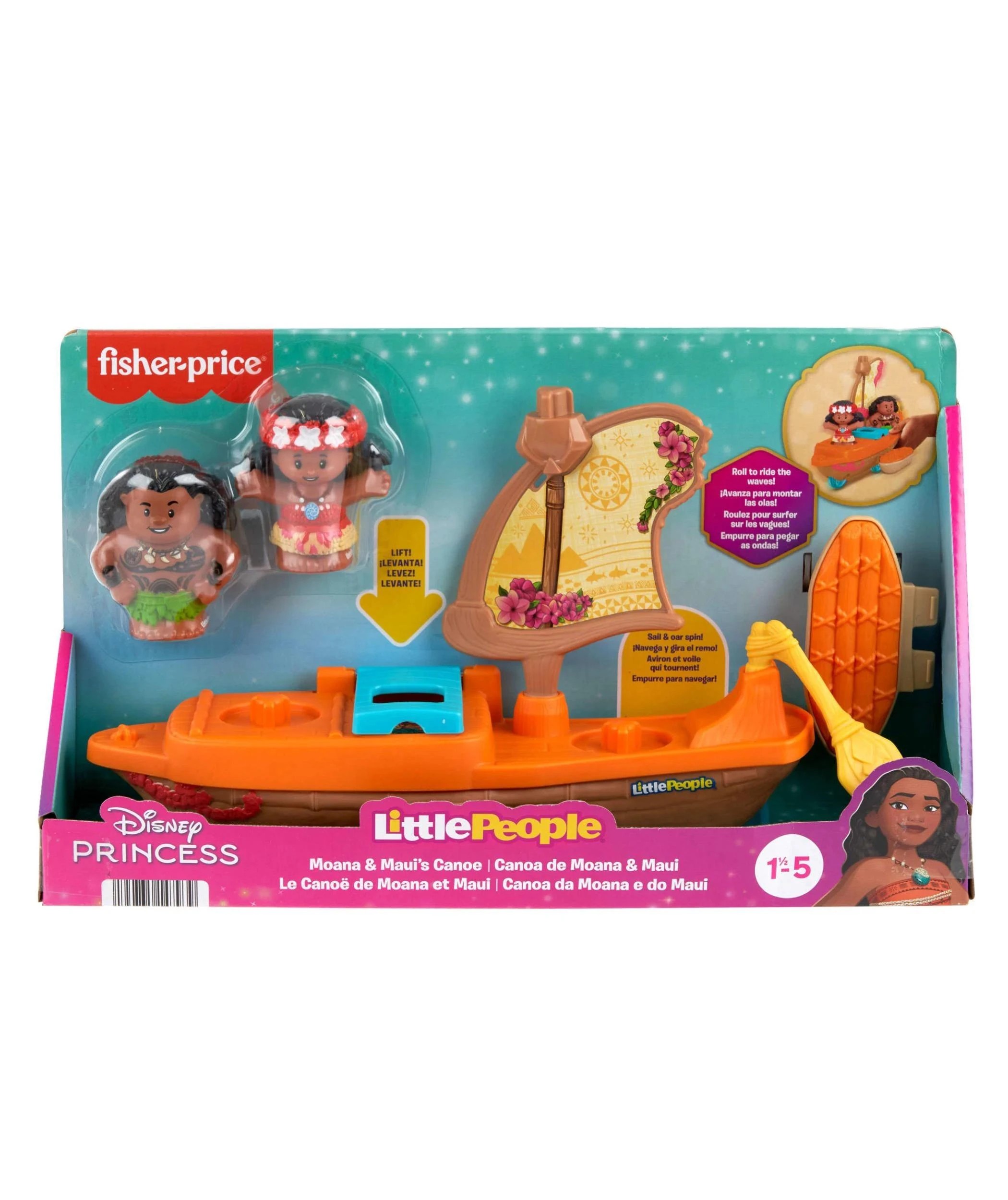 1 Fisher - Price Little People Disney Princess Moana & Maui’s Canoe Playset - Multi, 1 of 6