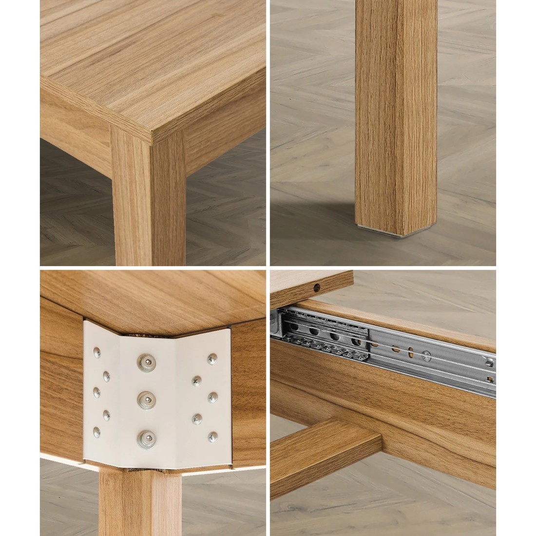 4 Oikiture 160cm Extendable Dining Table Wooden Rectangular Kitchen Table
 - Natural, 4 of 7