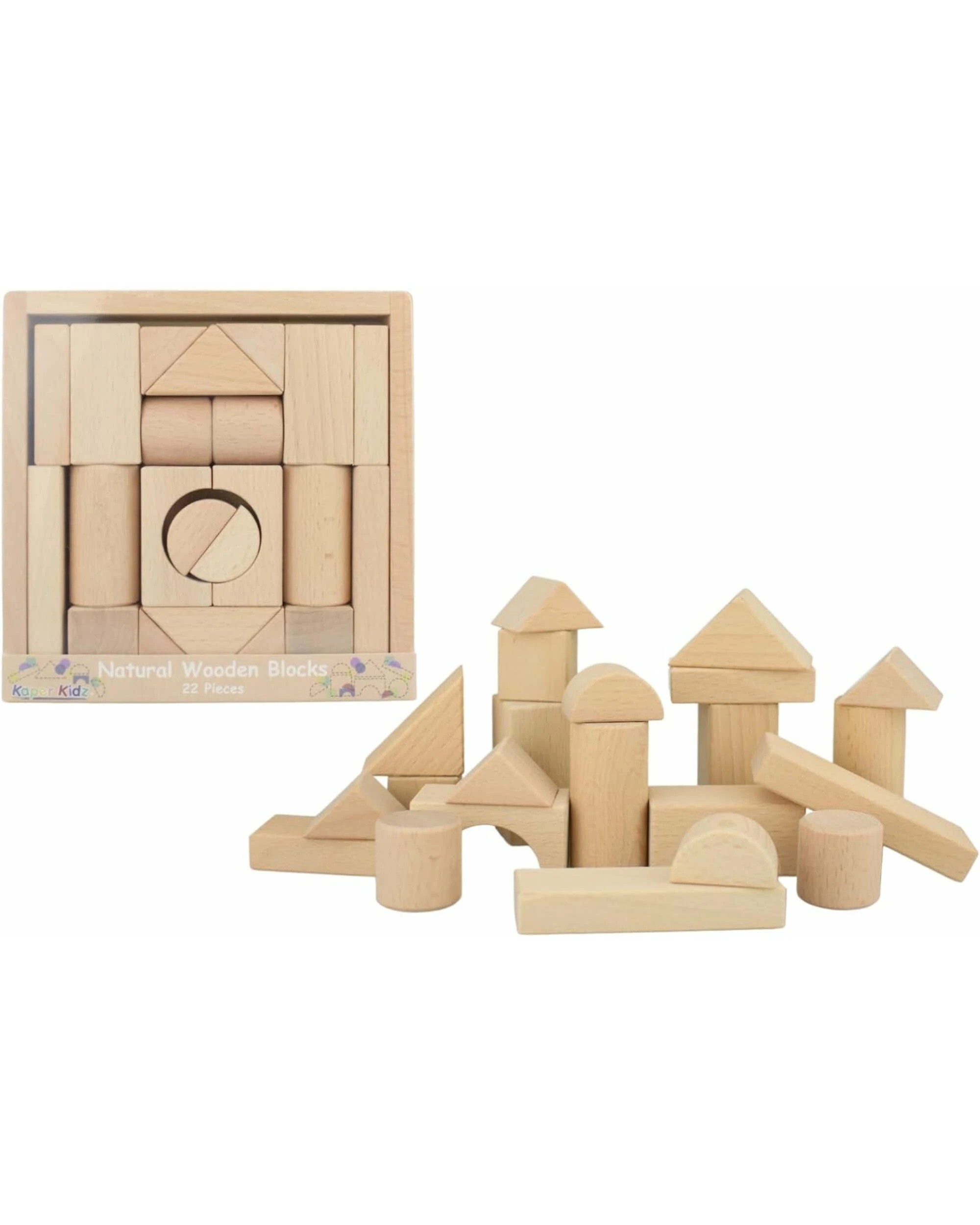 1 Kaper Kidz Natural Wooden Blocks- 22PCS, 1 of 5